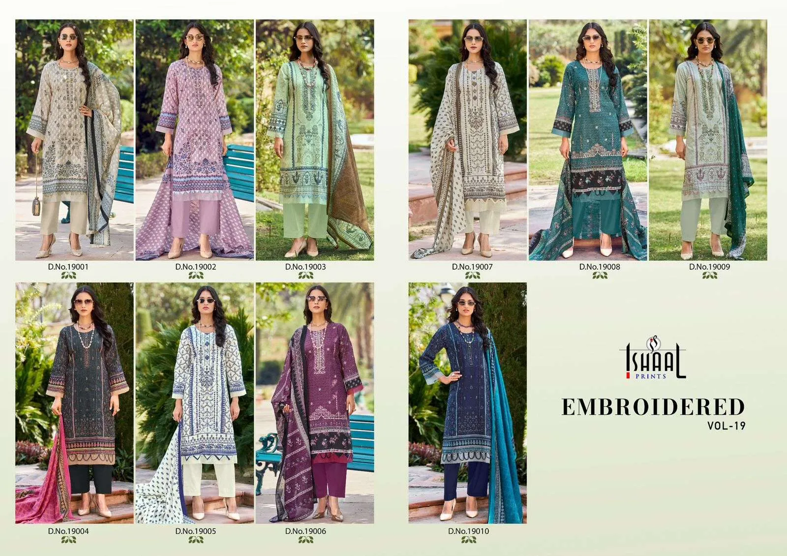 Ishaal Prints Embroidered Vol 19 Karachi Cotton Dress Materials