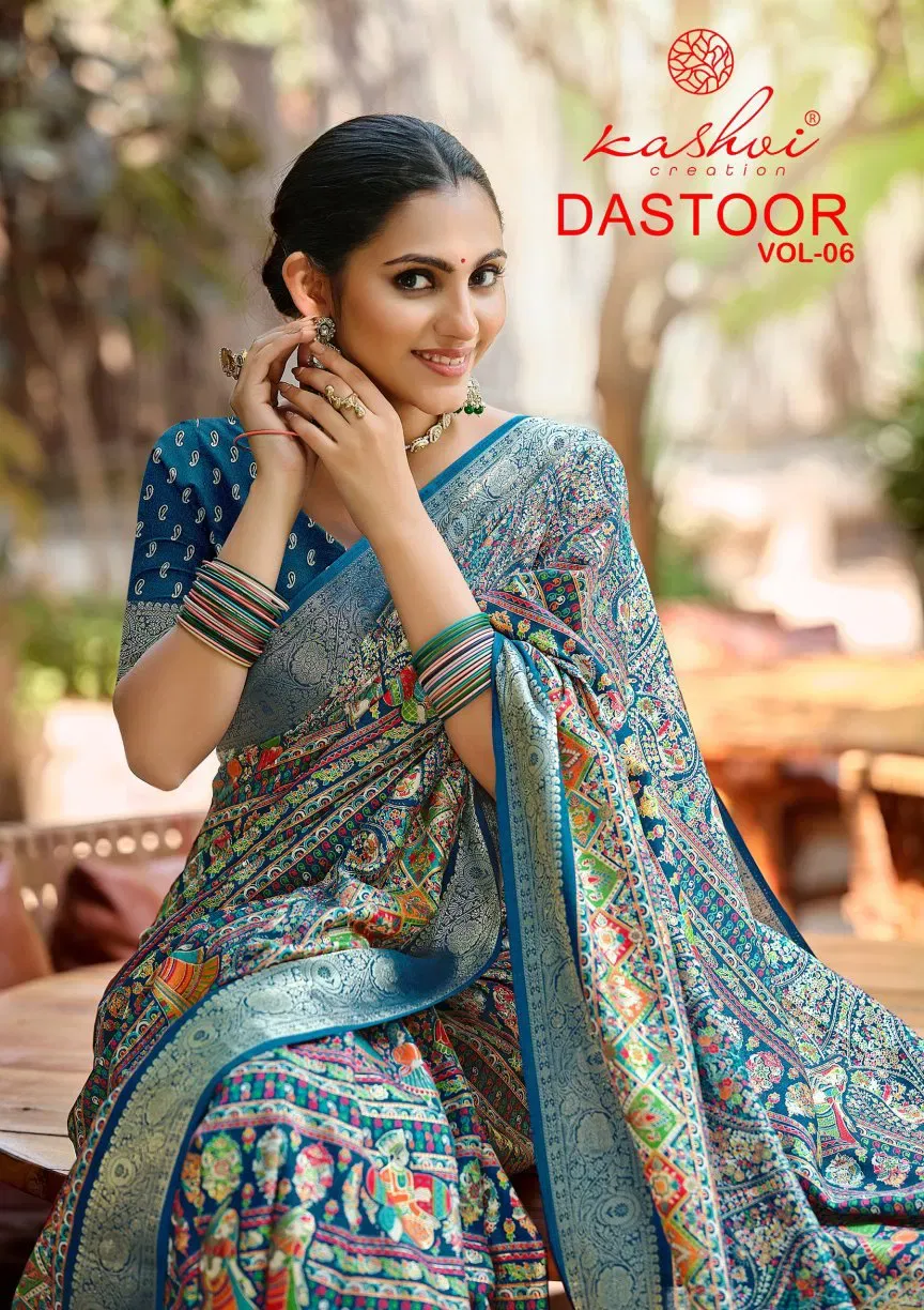 Kashvi Dastoor Vol 6 Viscose Bright Moss Foil Casual Wear Saree Collection Sarees