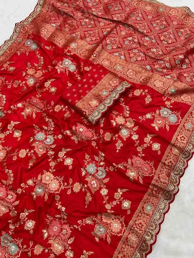 Kc 208 Soft Flowing Pure Dola Silk Wedding Wear Saree Collection Sarees