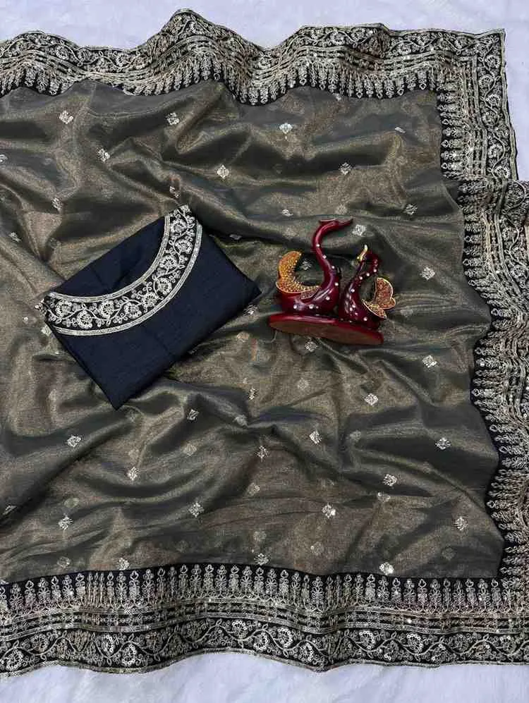 Kc 2092 Soft Twill Beautiful Sequence Embroidery Worked Designer Saree Collection Sarees