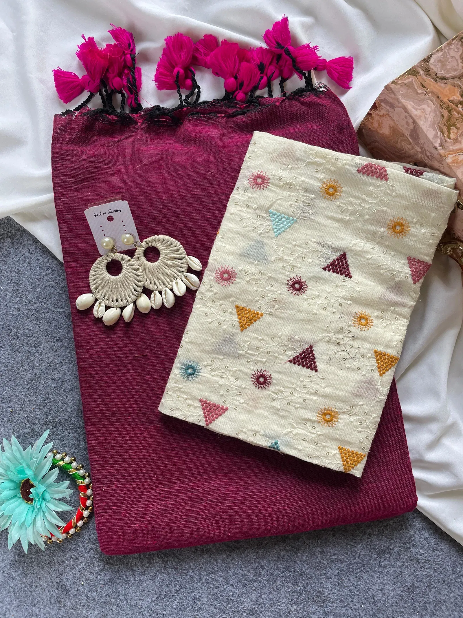 Khadi Vol 6 Cotton Saree with Blouse Embroidery Work Collection Sarees