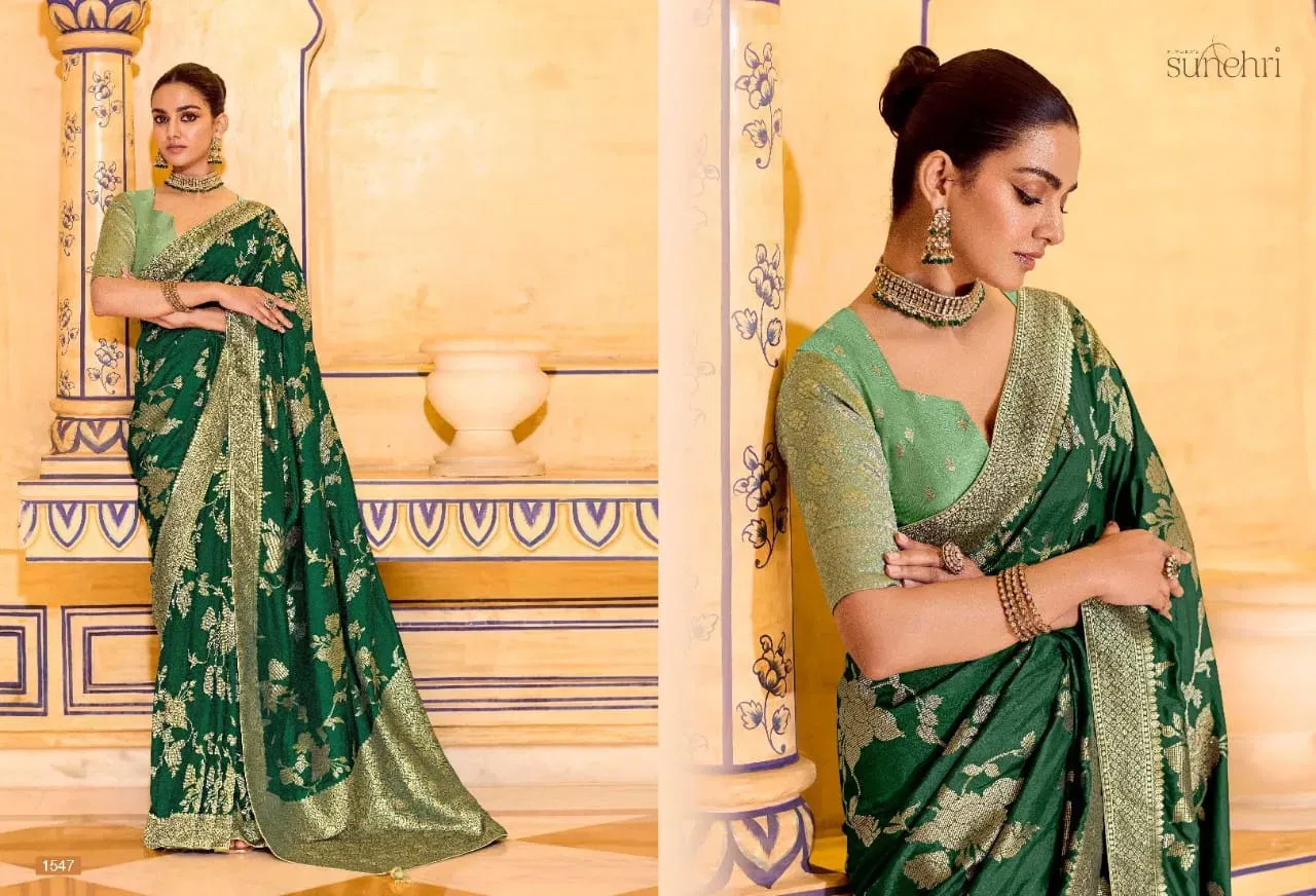 Kimora Rajmahal Banarasi Silk Border Work Festival Wear Saree Collection Sarees