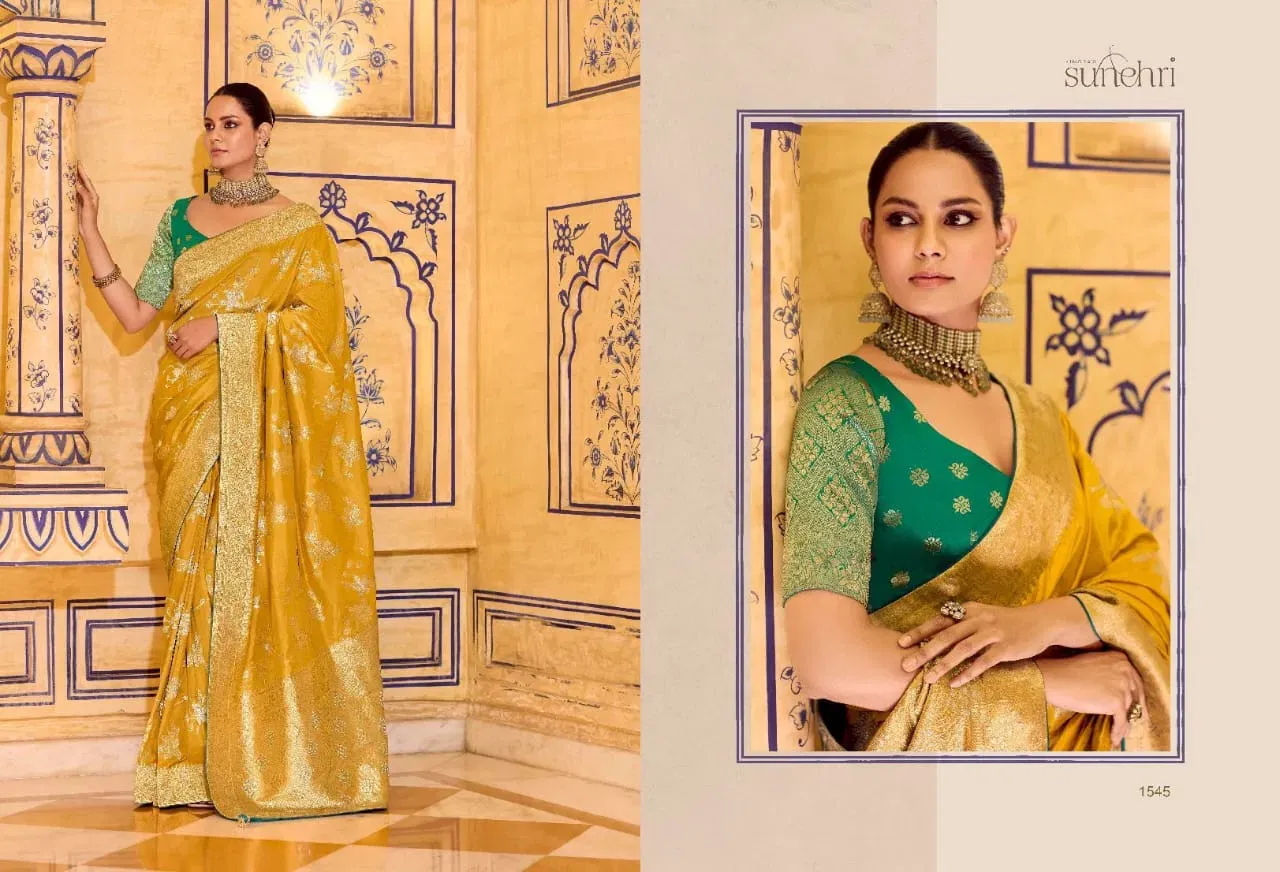 Kimora Rajmahal Banarasi Silk Border Work Festival Wear Saree Collection Sarees