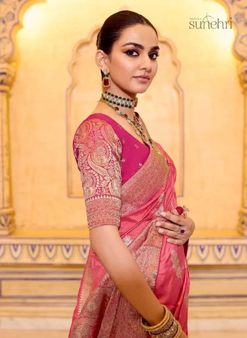 Kimora Rajmahal Banarasi Silk Border Work Festival Wear Saree Collection Sarees