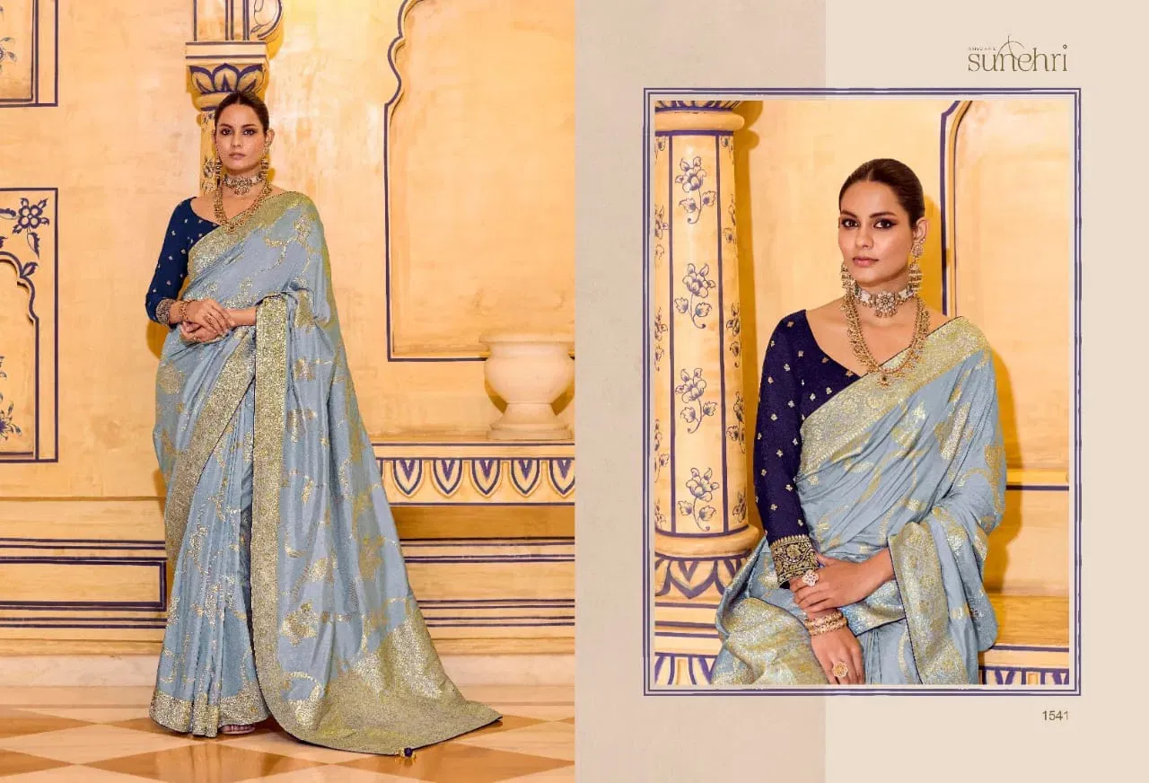 Kimora Rajmahal Banarasi Silk Border Work Festival Wear Saree Collection Sarees