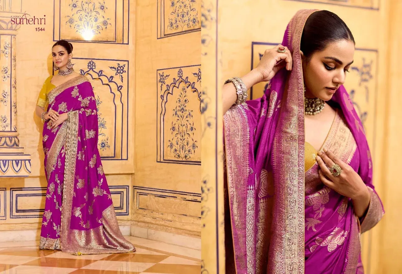 Kimora Rajmahal Banarasi Silk Border Work Festival Wear Saree Collection Sarees