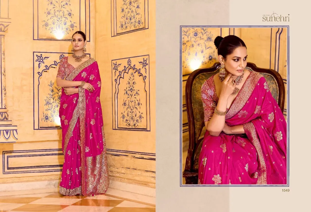 Kimora Rajmahal Banarasi Silk Border Work Festival Wear Saree Collection Sarees