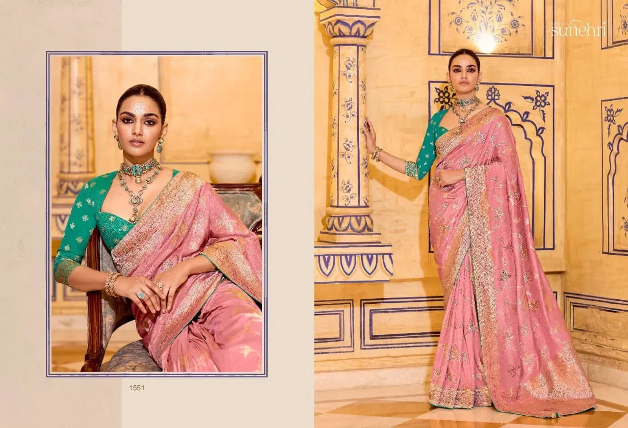 Kimora Rajmahal Banarasi Silk Border Work Festival Wear Saree Collection Sarees