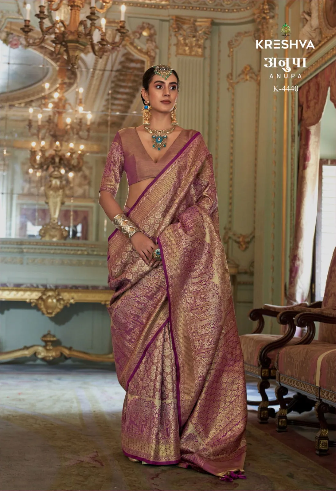 Kreshva Anupa Tissue Dharmavaram Silk Tradtional Wear Saree Collection Sarees
