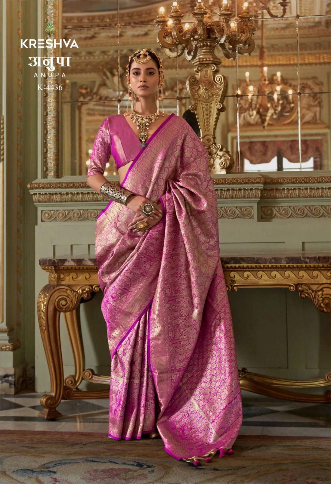 Kreshva Anupa Tissue Dharmavaram Silk Tradtional Wear Saree Collection Sarees