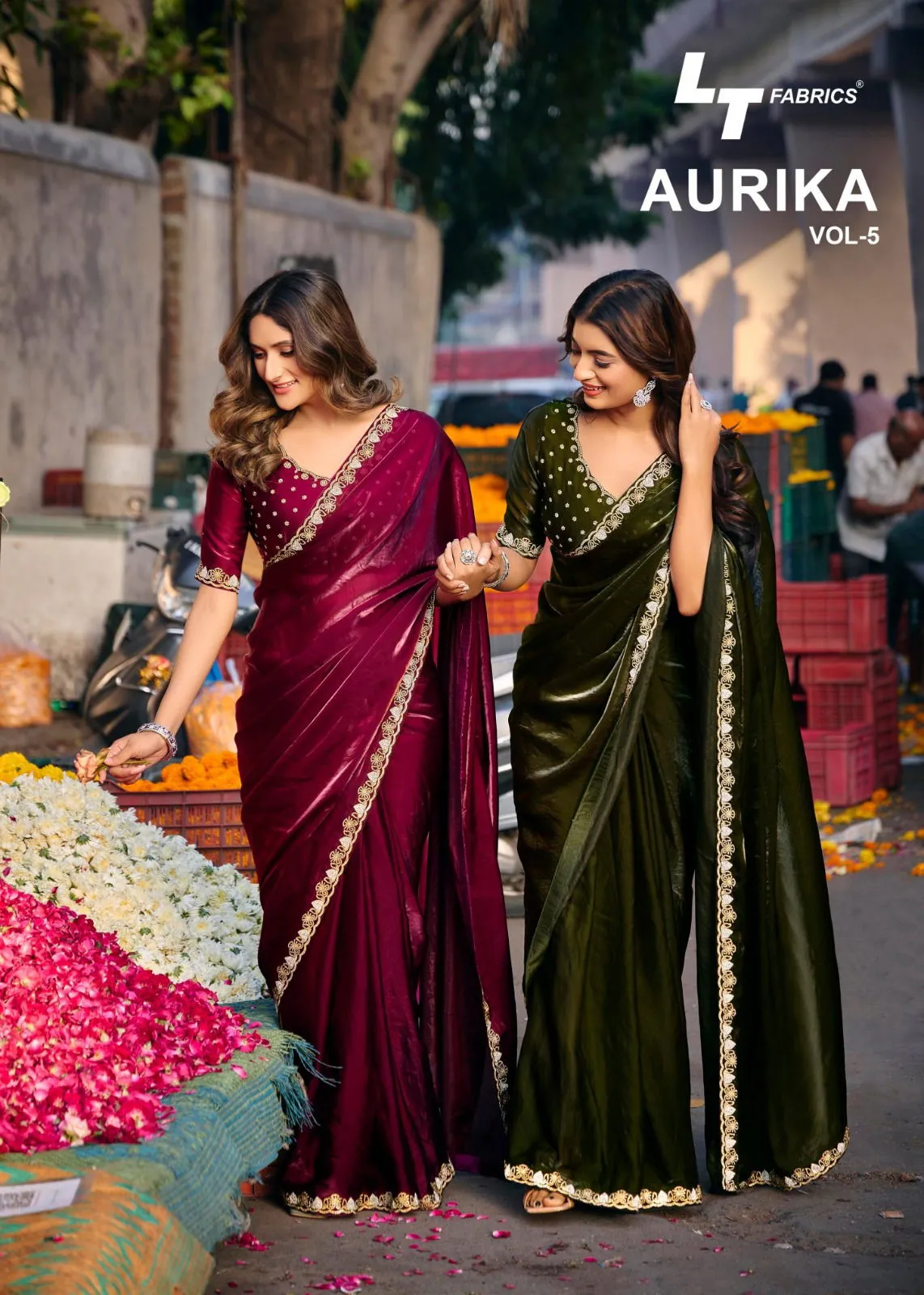Lt Aurika Vol 5 Malai Silk with Embroidery Work Saree Collection Sarees