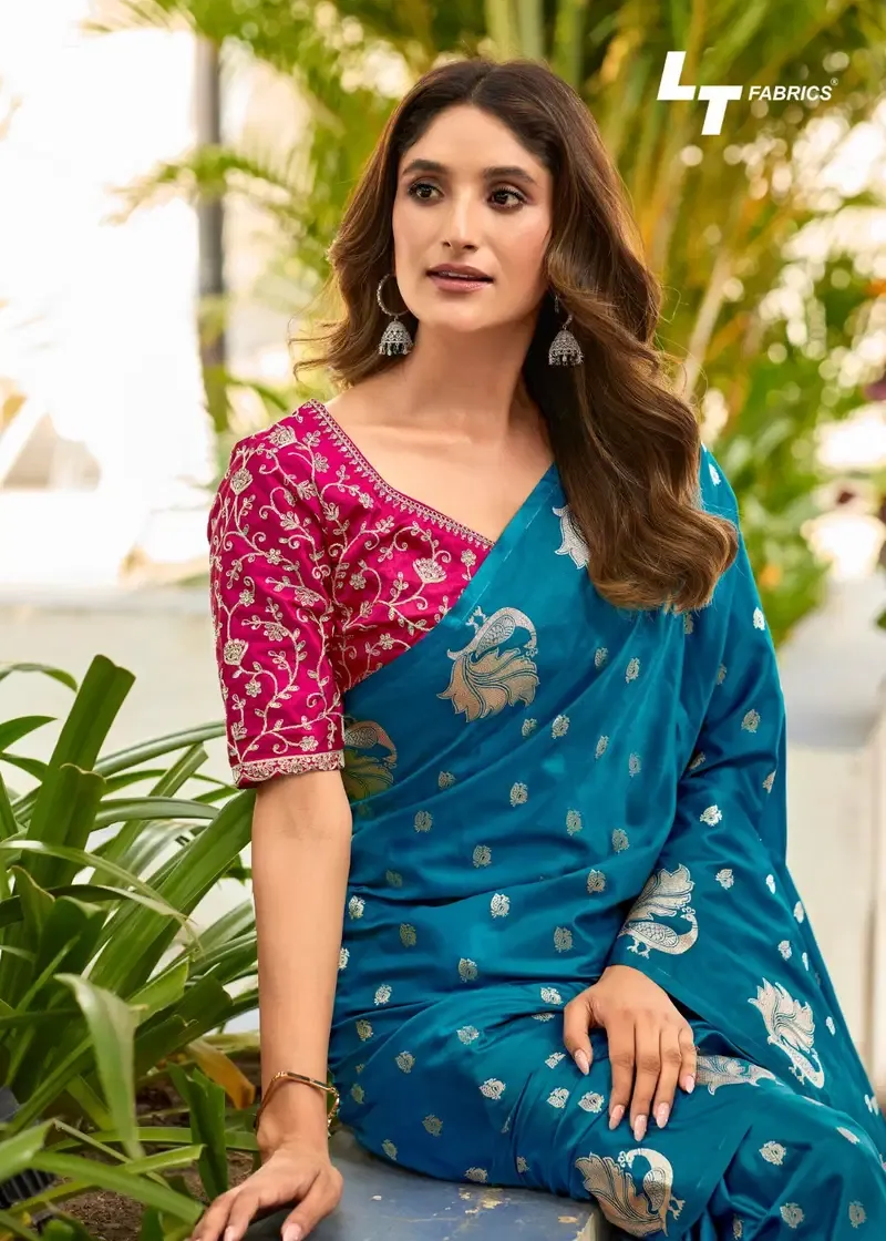 Lt Kontina Satin Silk with Embroidery Work Fancy Saree Collection Sarees