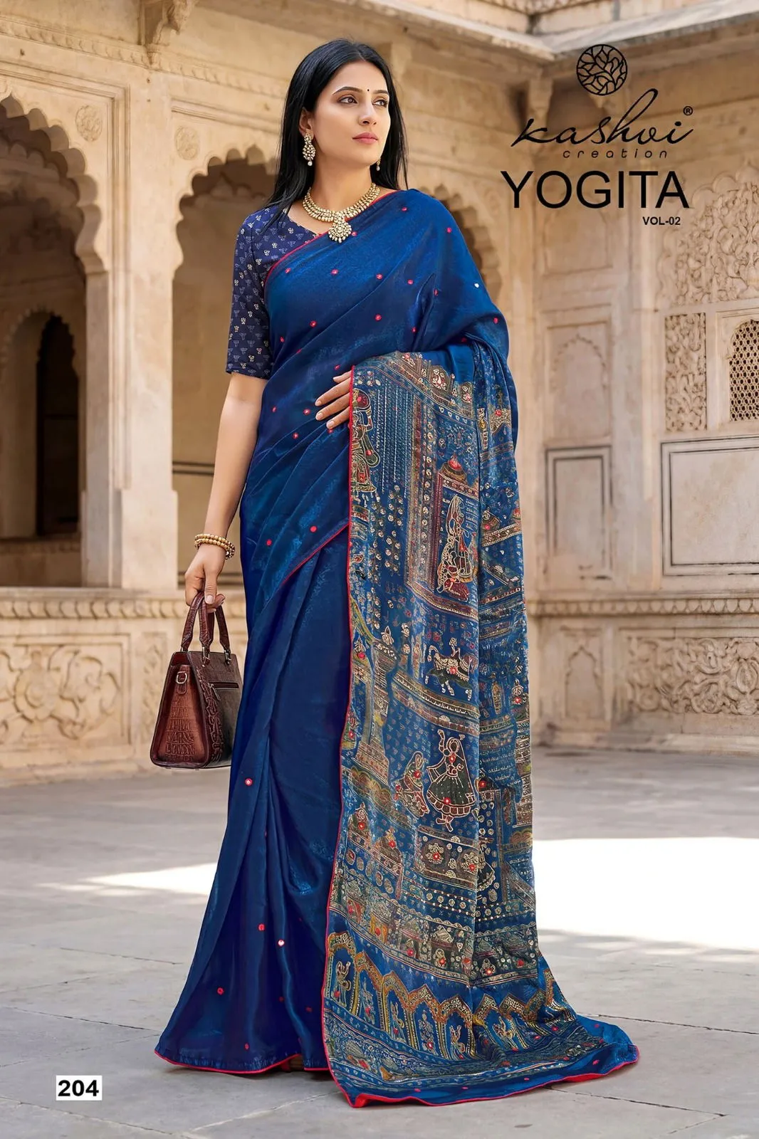 Lt Yogita Vol 2 Fandy Satin with Foil Print Festival Wear Saree Collection Sarees