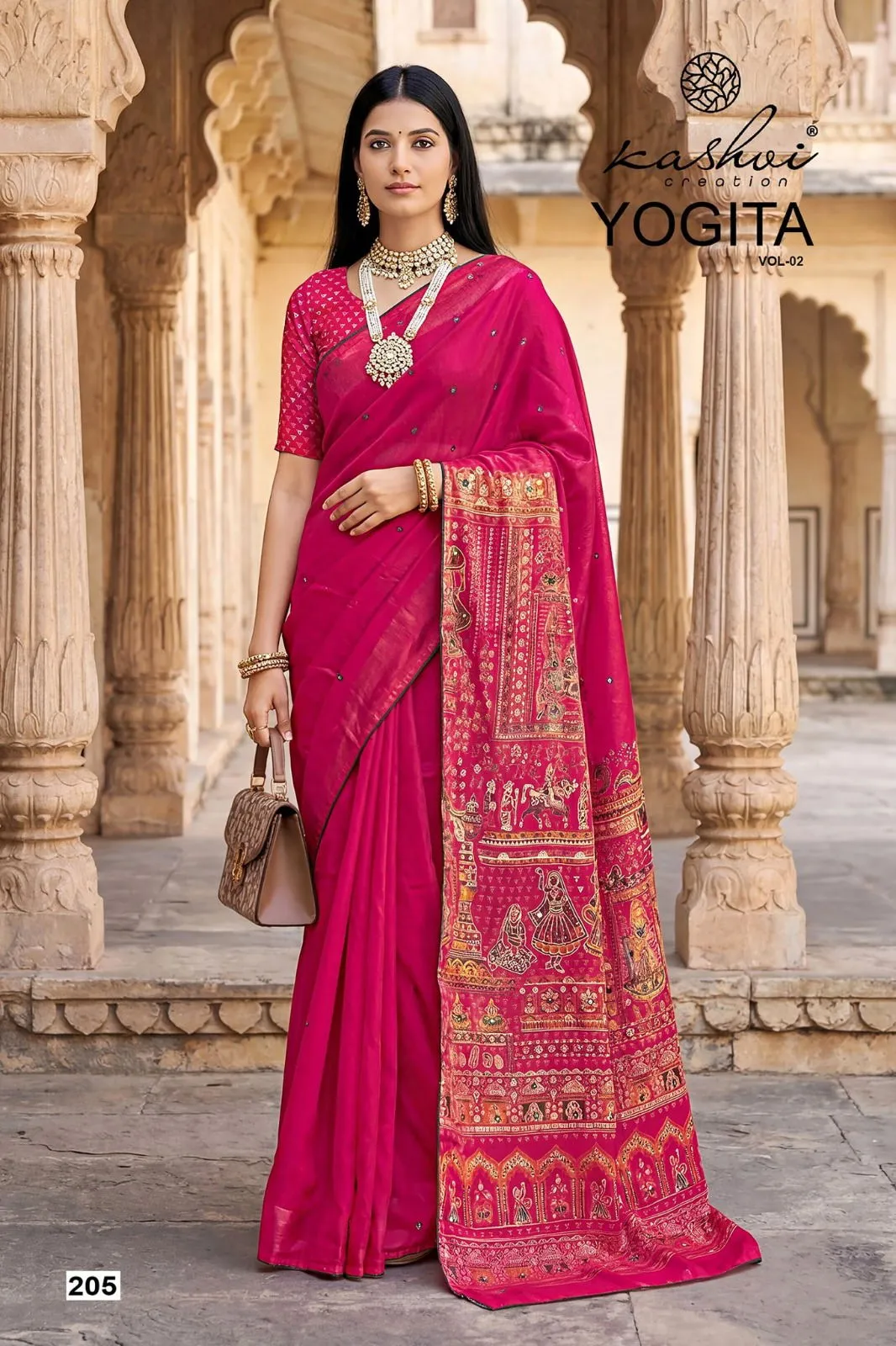 Lt Yogita Vol 2 Fandy Satin with Foil Print Festival Wear Saree Collection Sarees