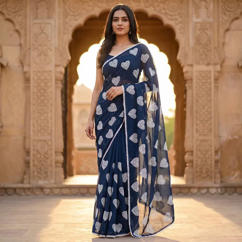 Mahek 212 Embroidery Georgette Party Wear Saree Sarees