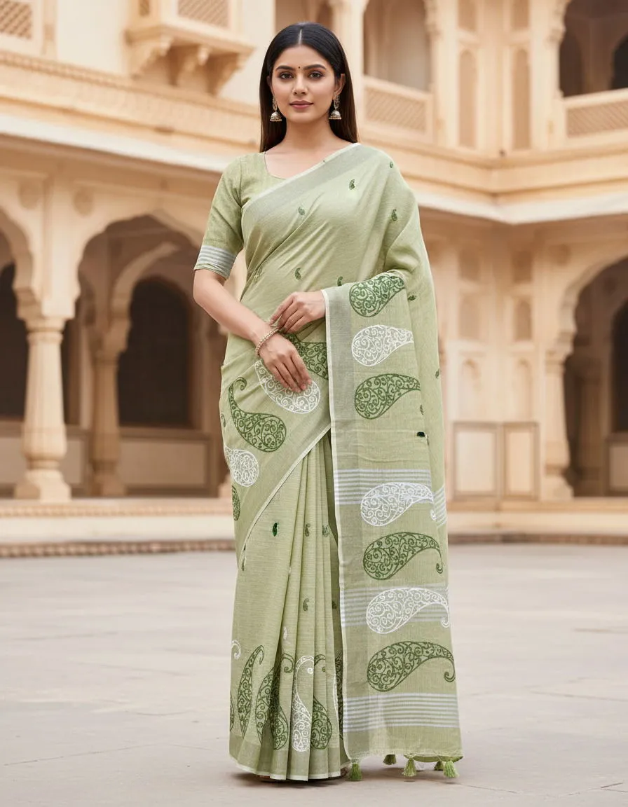 Mahek 214 Linen Cotton Embroidery Stylish Saree Collection Sarees