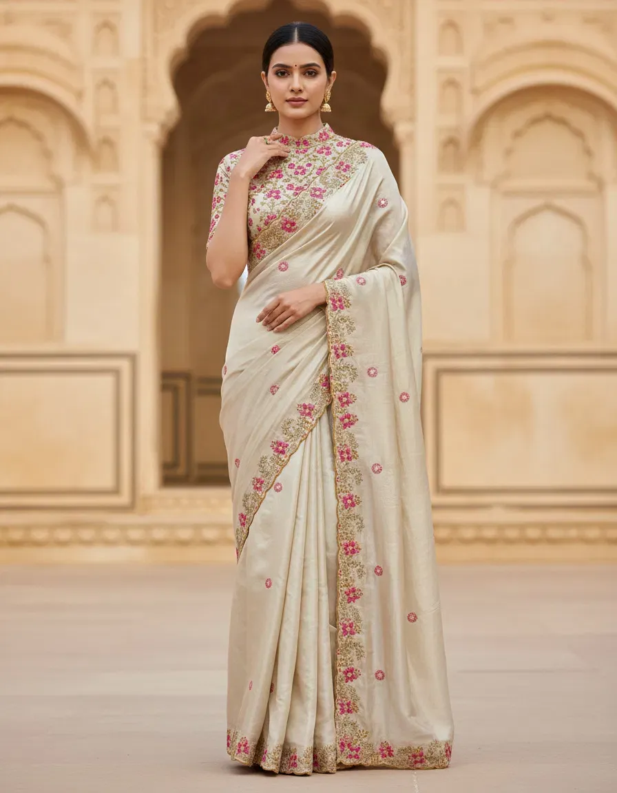 Mahek 218 Jimmy Choo Embroidery Worked Designer Saree Collection Sarees