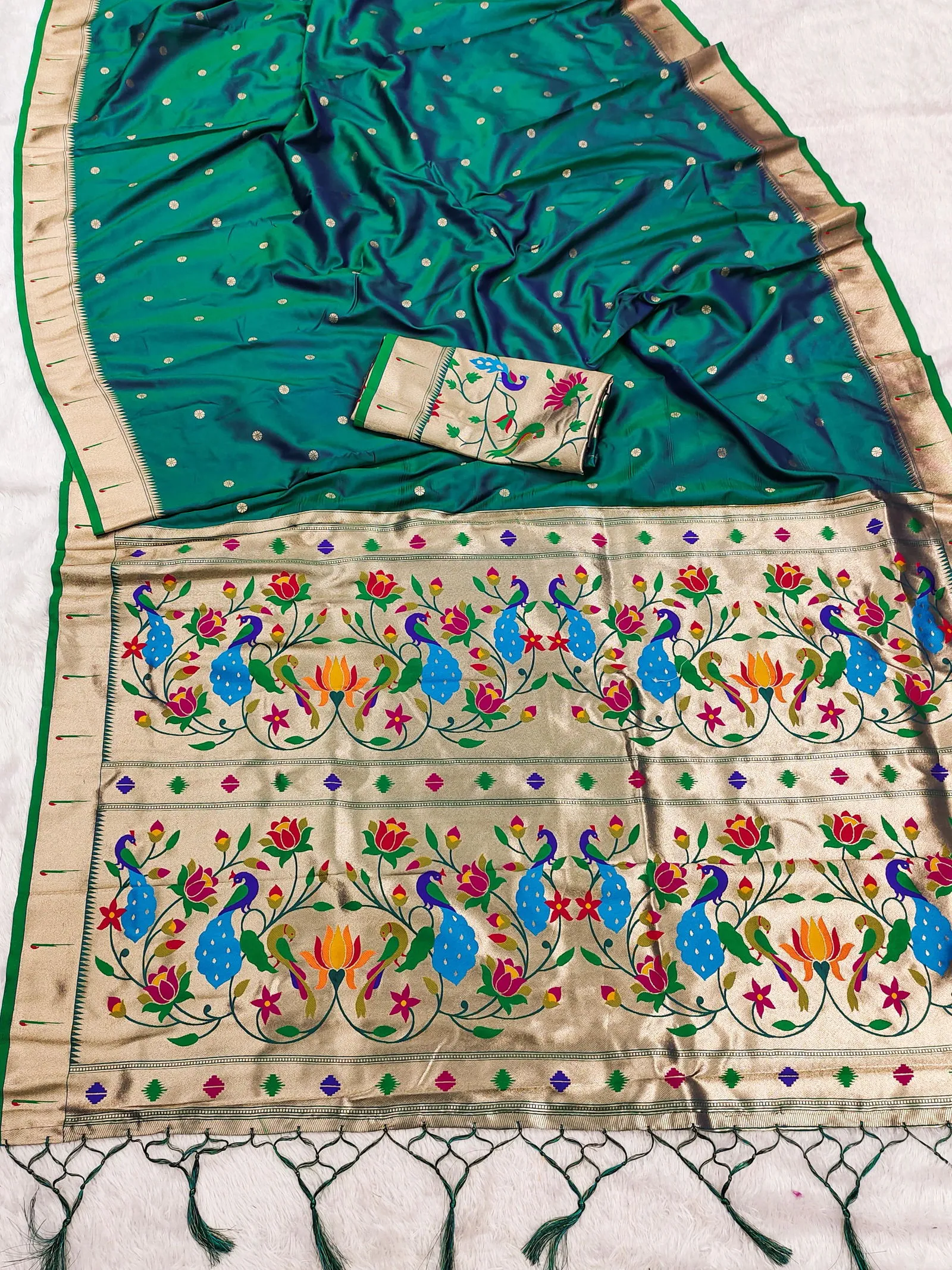 Mb 1180 Paithani Silk Golden Zari Embellished Saree Collection Sarees