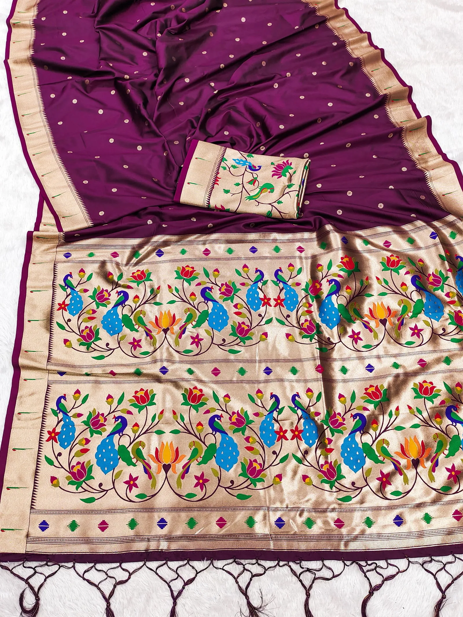 Mb 1180 Paithani Silk Golden Zari Embellished Saree Collection Sarees