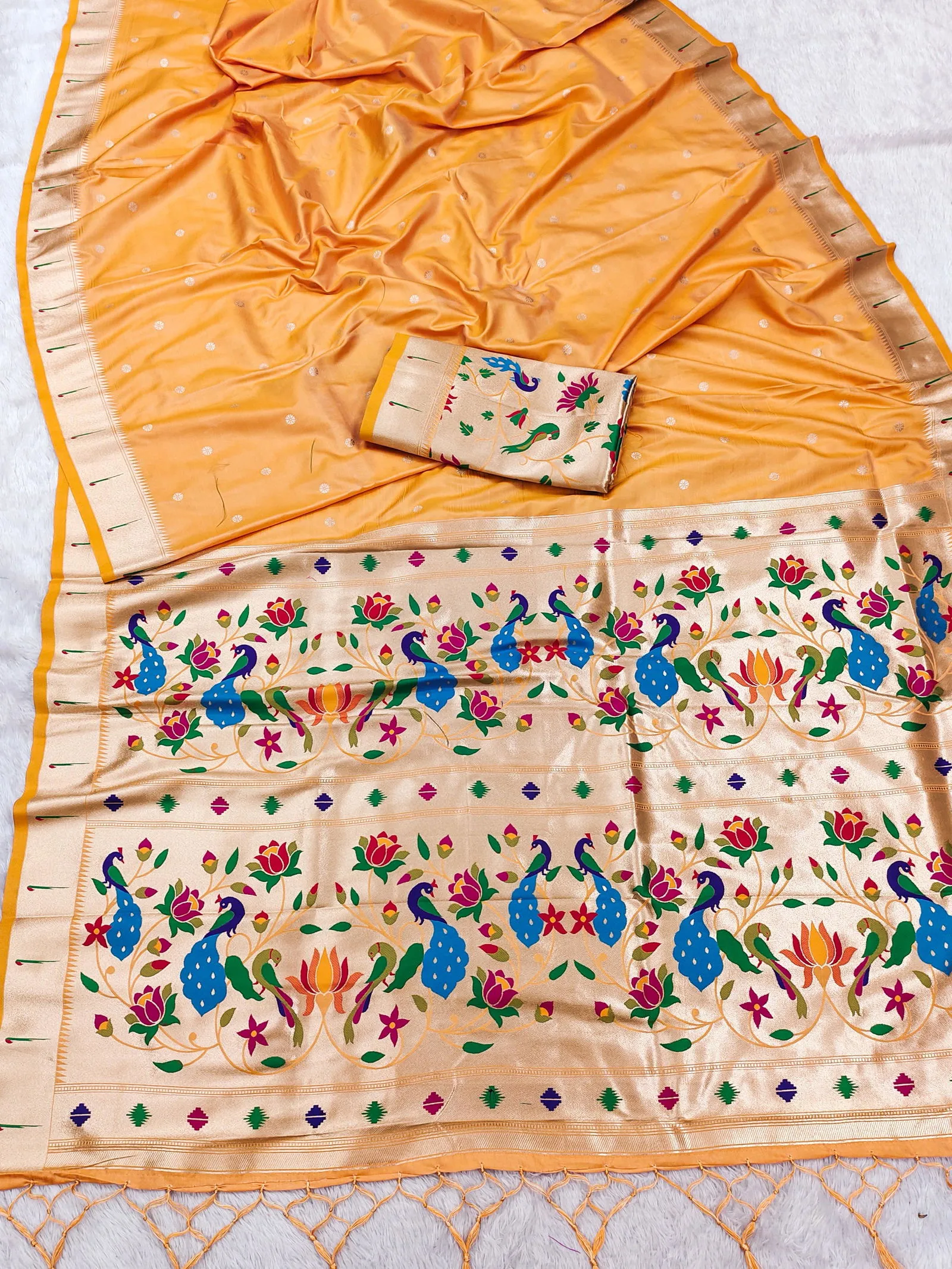 Mb 1180 Paithani Silk Golden Zari Embellished Saree Collection Sarees