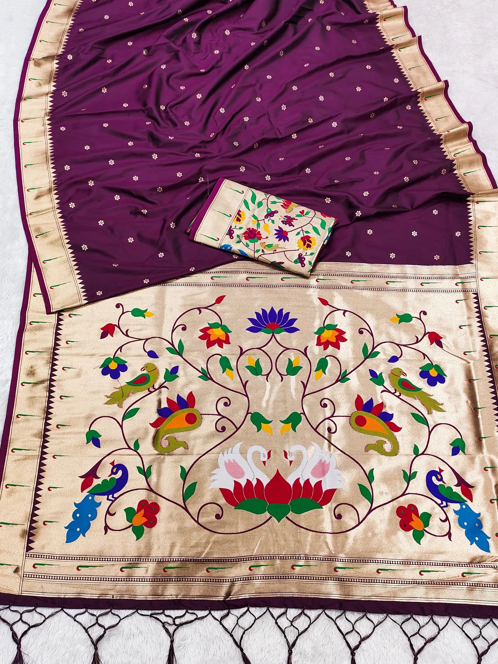 Mb 149 Paithani Silk Golden Zari Embellished Saree Collection Sarees