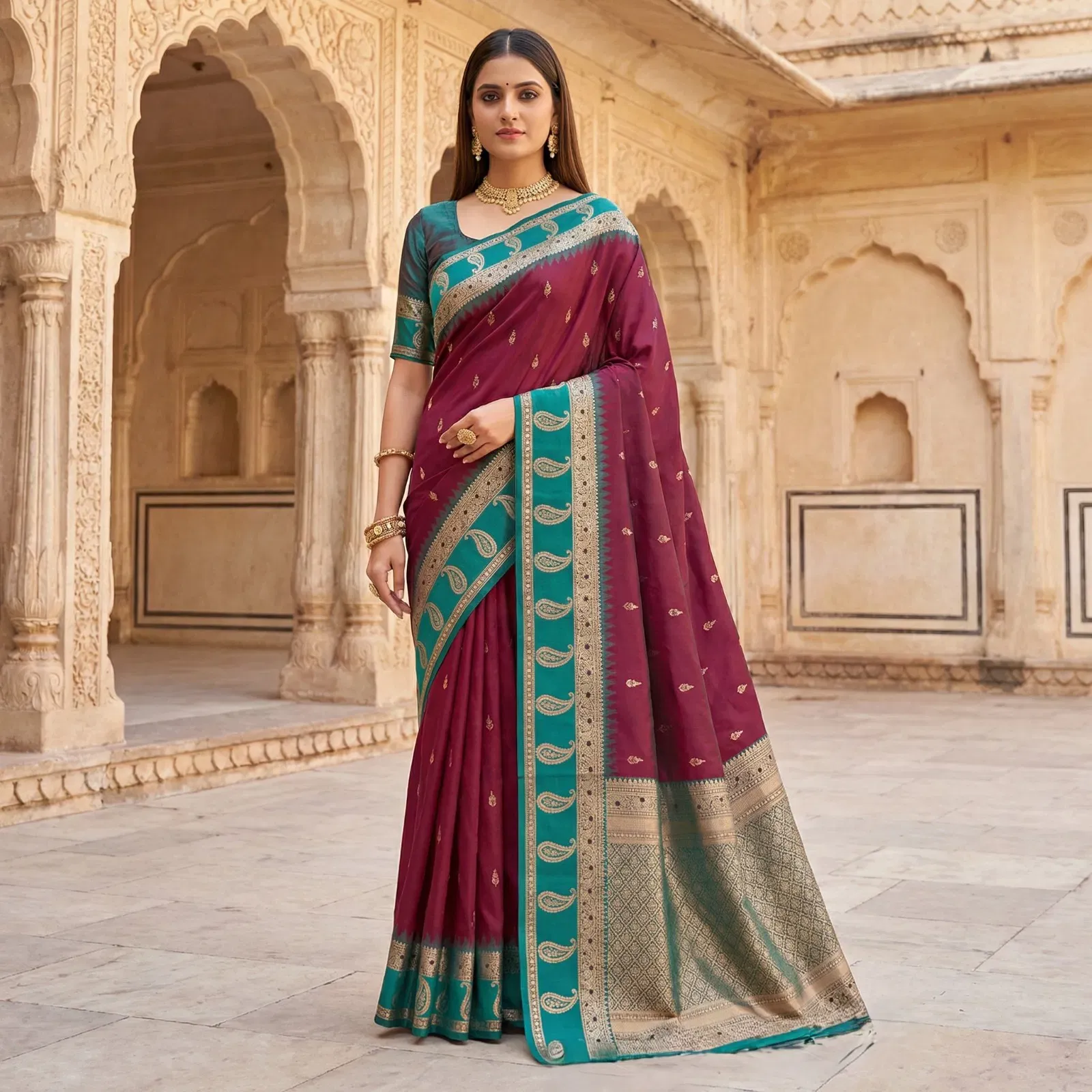 Mb 187 Premium Banarasi Silk Zari Butti Weaving Saree Collection Sarees