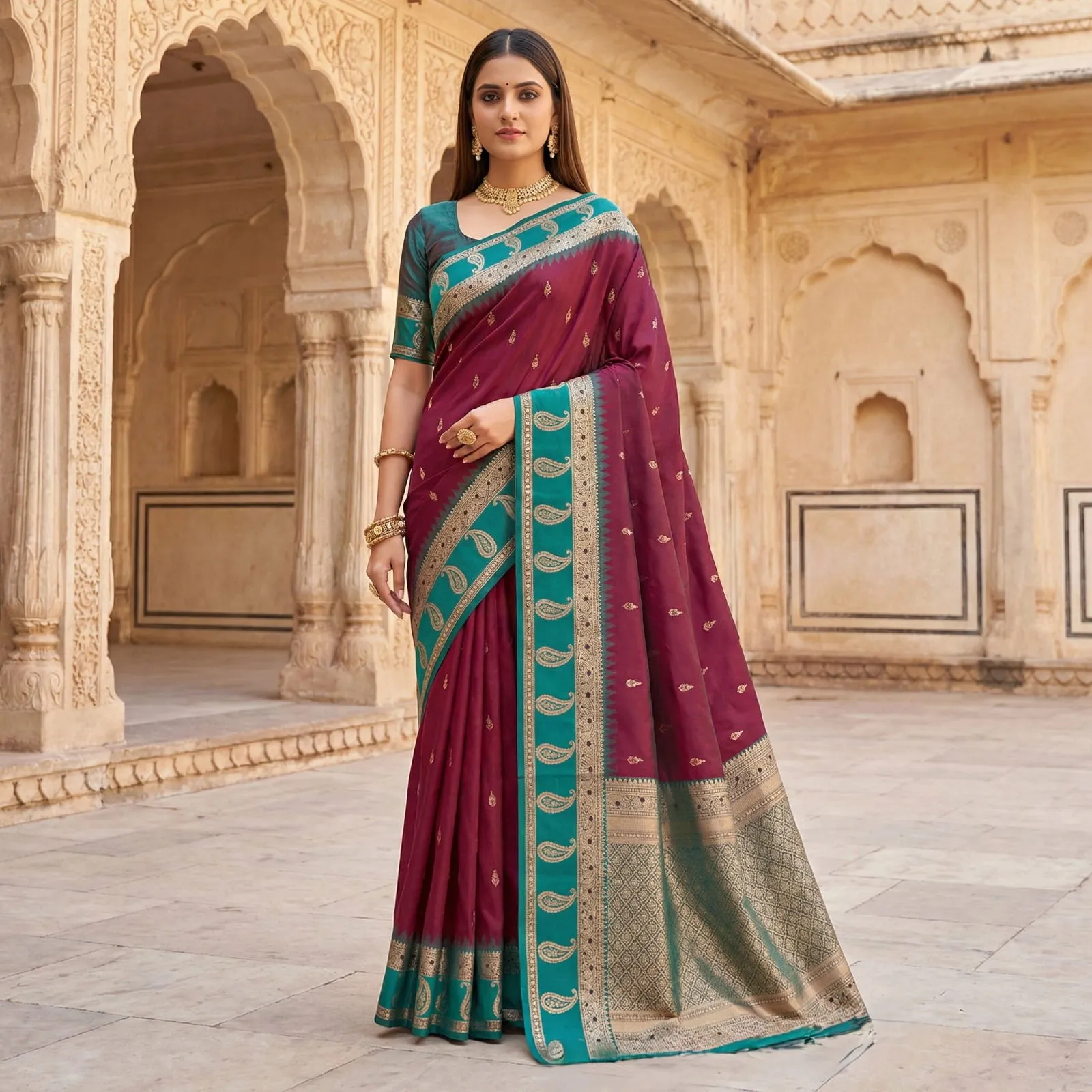 Mb 187 Premium Banarasi Silk Zari Butti Weaving Saree Collection Sarees