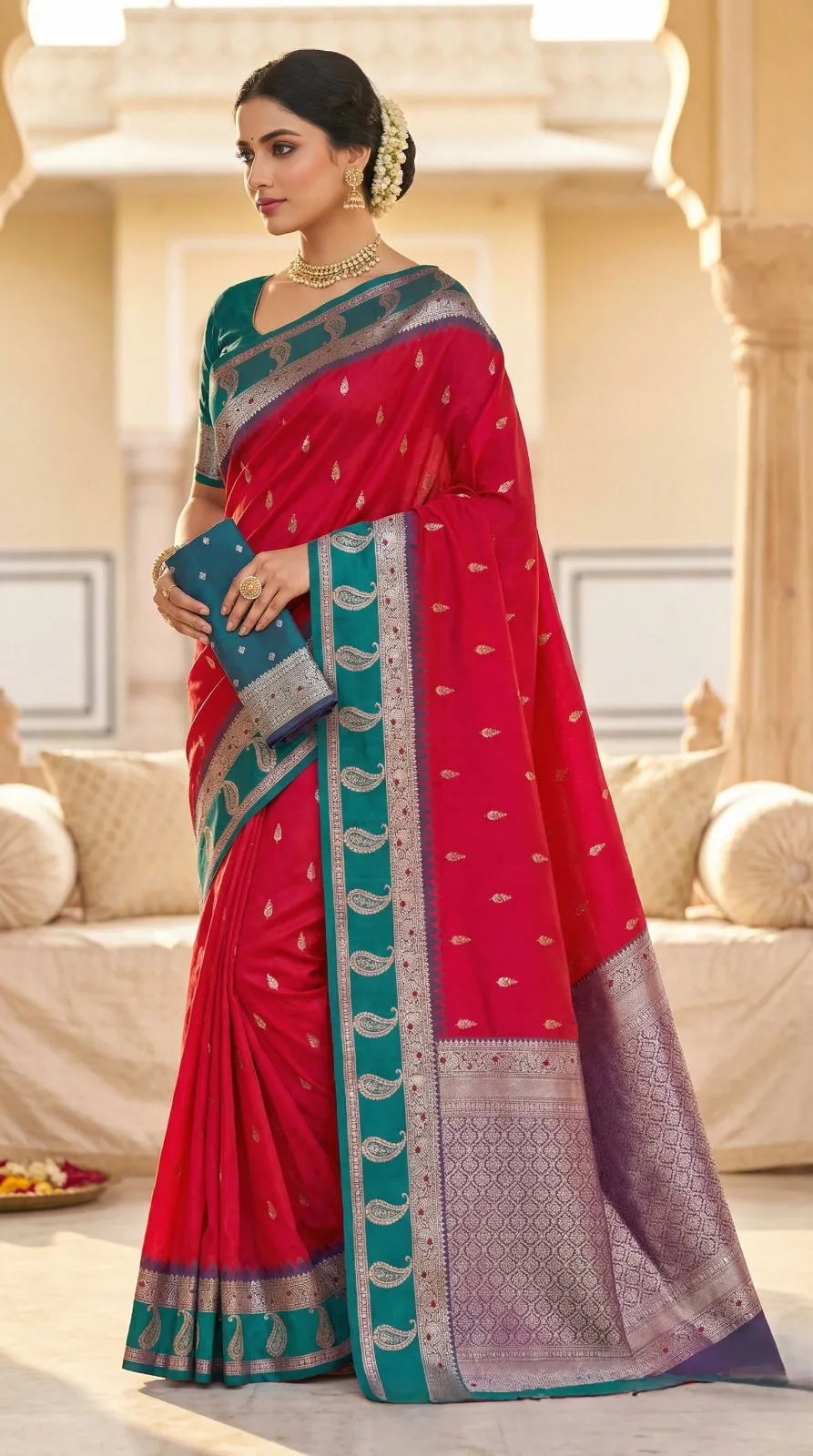 Mb 187 Premium Banarasi Silk Zari Butti Weaving Saree Collection Sarees