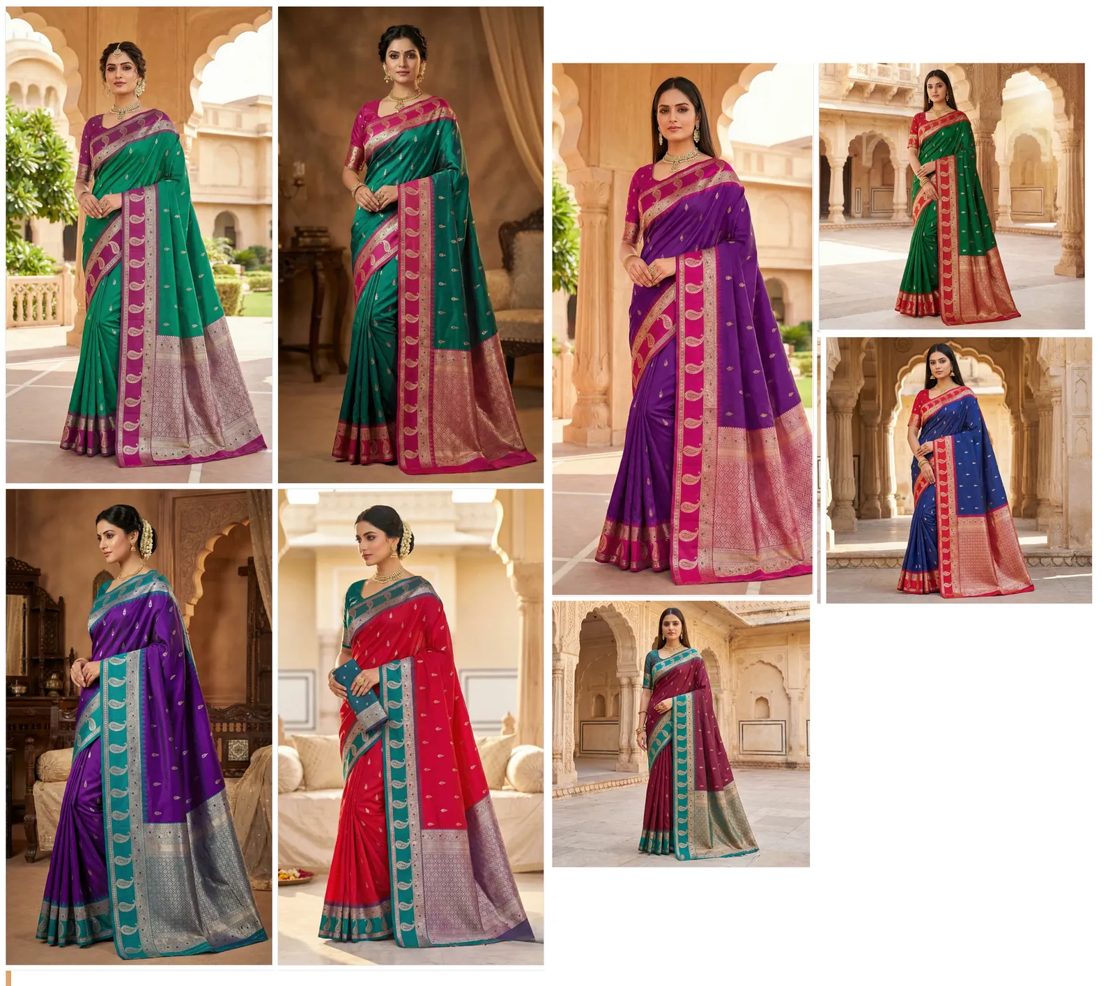 Mb 187 Premium Banarasi Silk Zari Butti Weaving Saree Collection Sarees