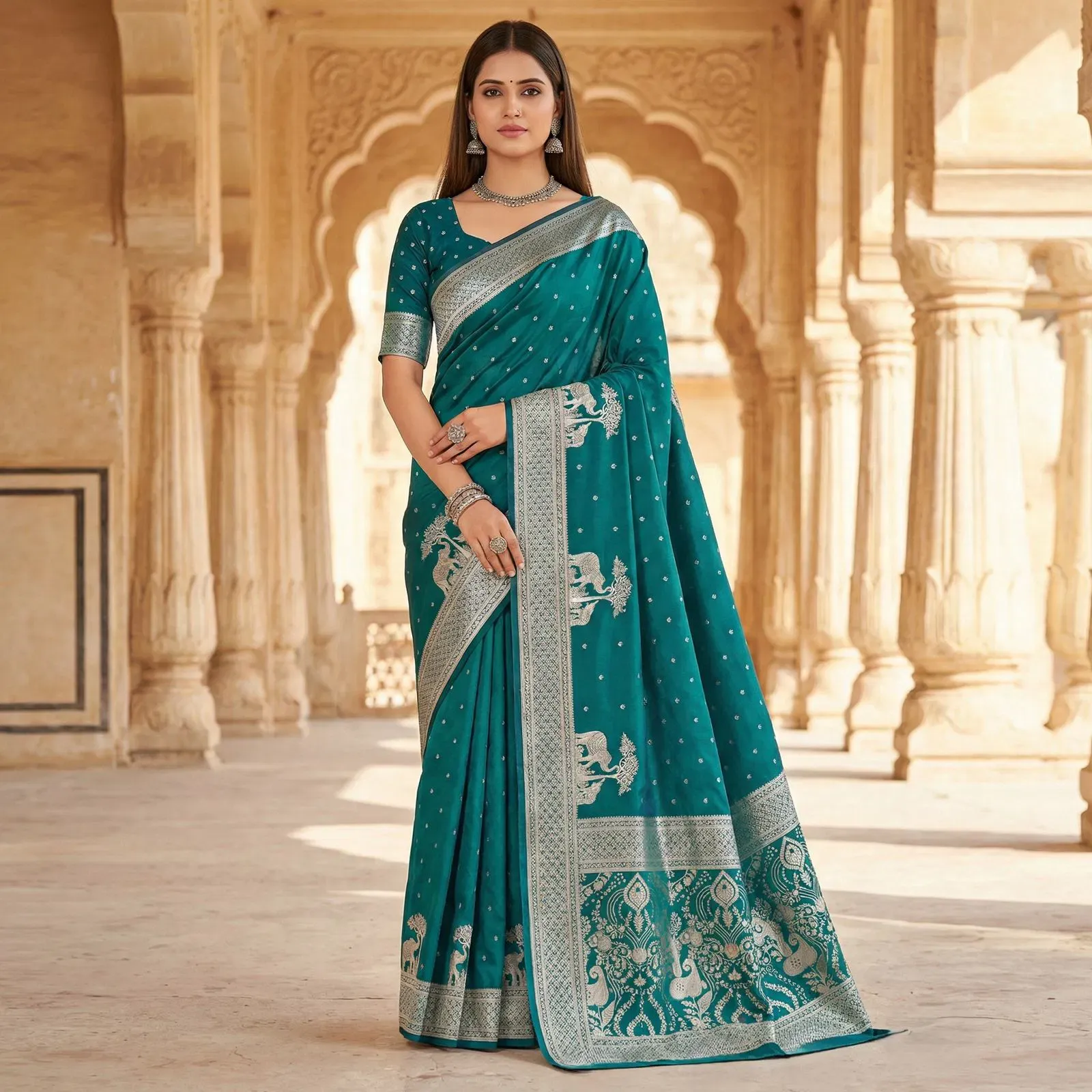 Mb 25 Gajraj Pure Banarasi Silk Zari Motifs Saree Callection Sarees