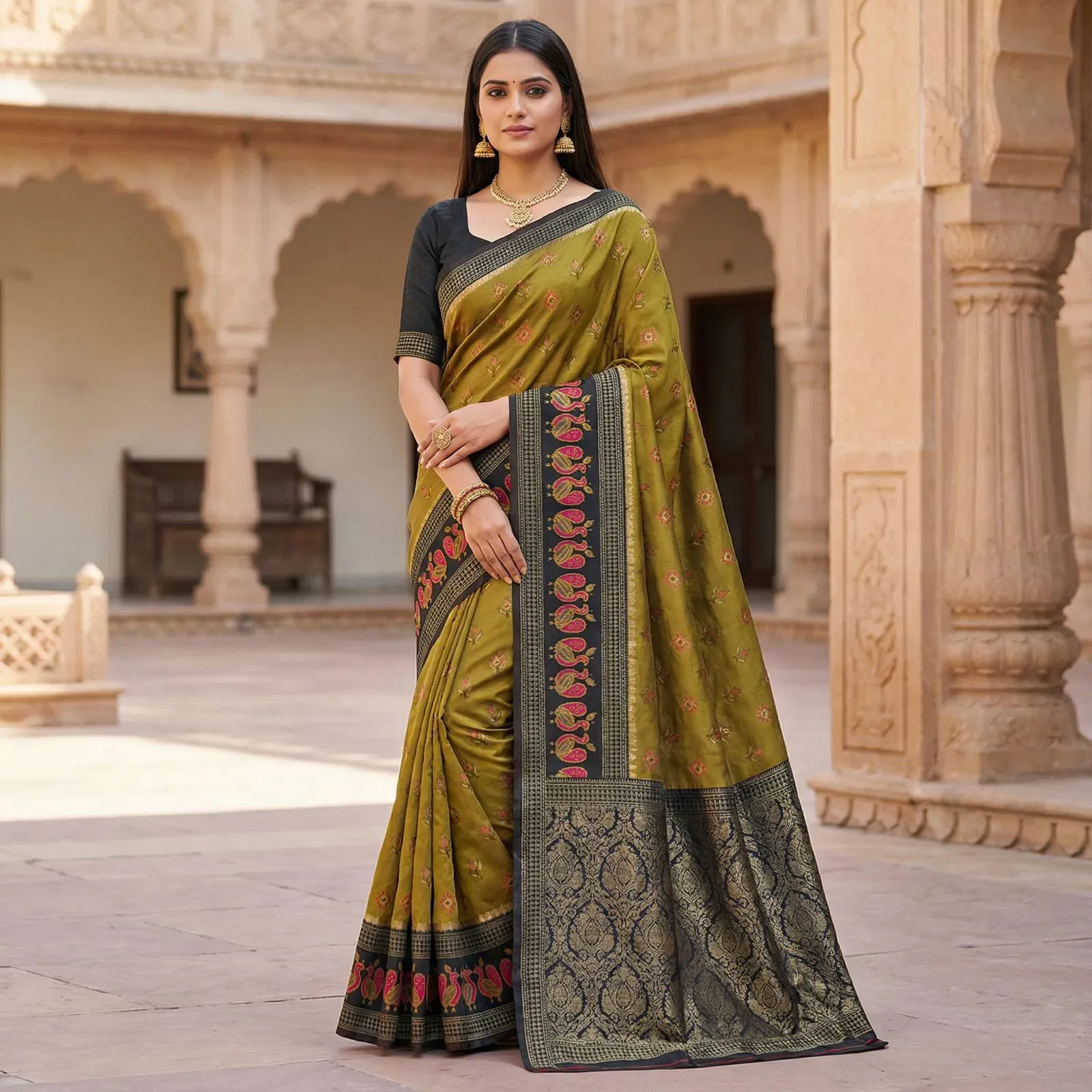 Mb 6134 Silk Blend Pochampalli Ikkat Saree Collection Sarees