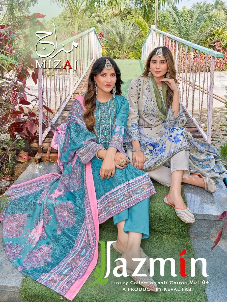 Mijaz Jazmin Vol 4 Unstitched Suits