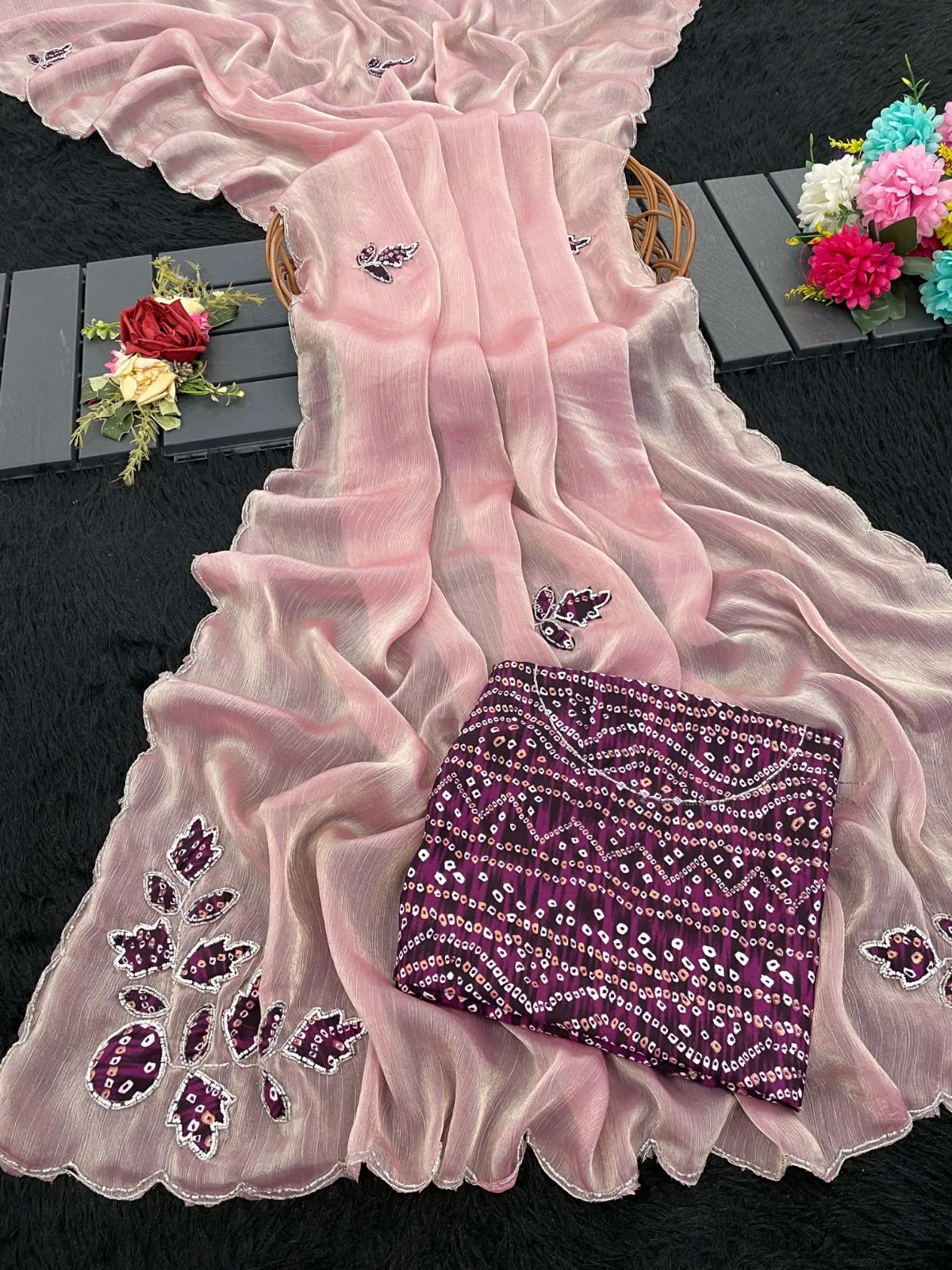 Modal 6339 Chiffon Embossed Foil with Cut Work Designer Saree Collection Sarees