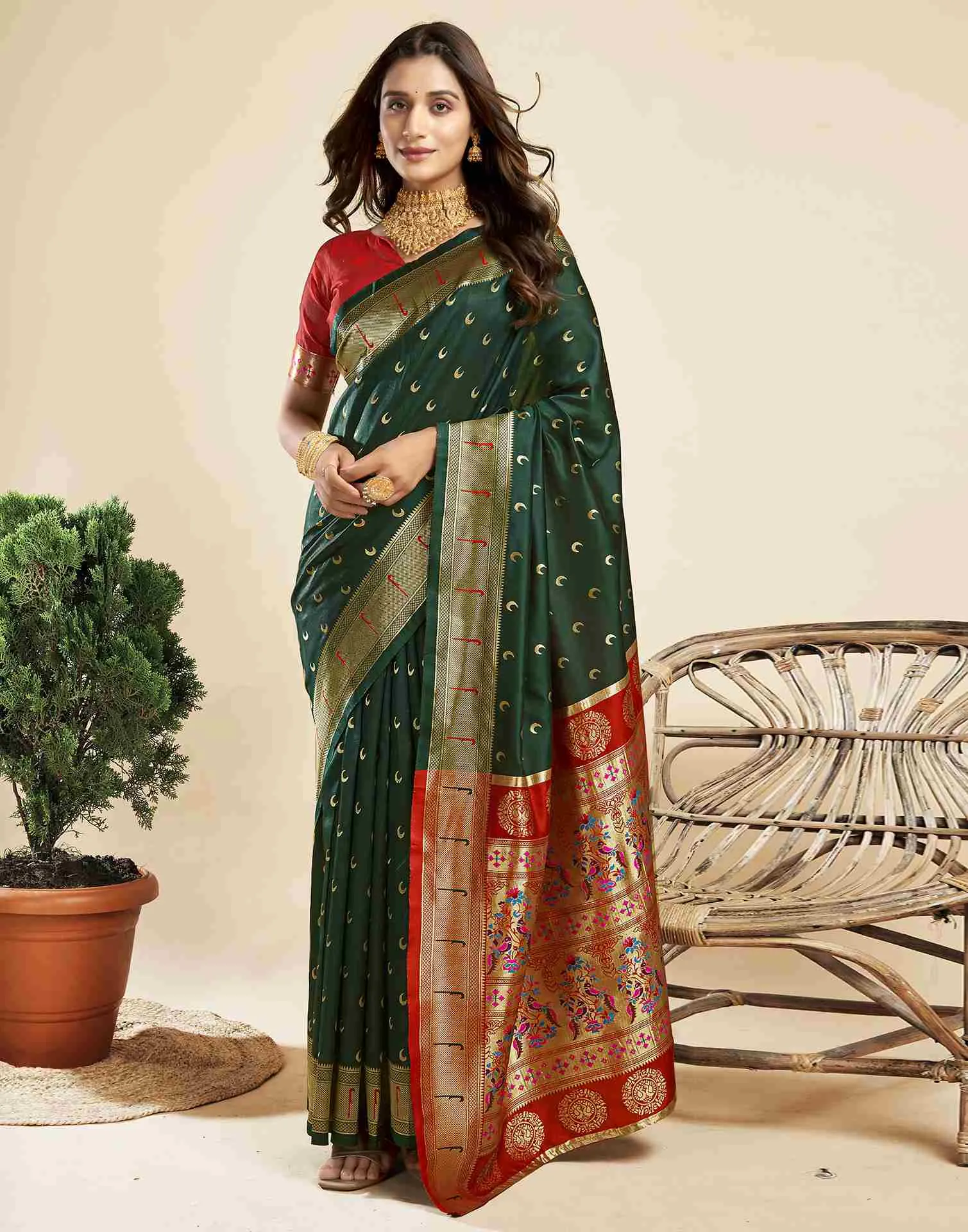 P 206 Silk Woven Work Traditional Wear Saree Collection Sarees
