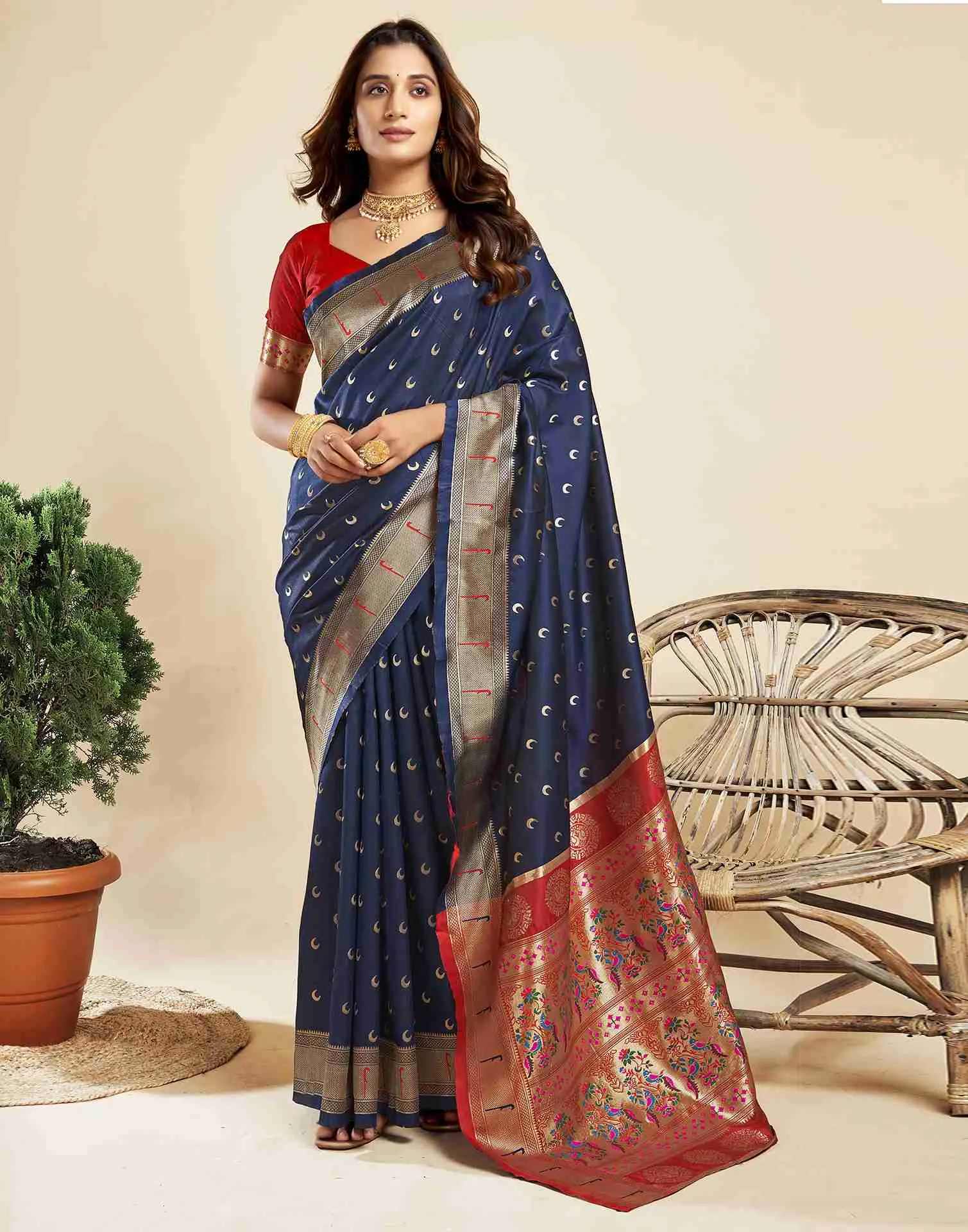 P 206 Silk Woven Work Traditional Wear Saree Collection Sarees