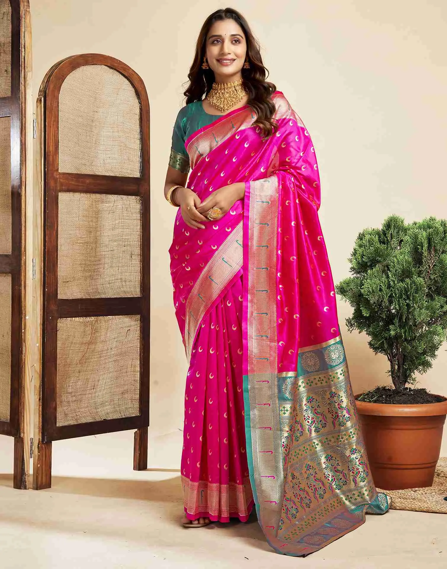 P 206 Silk Woven Work Traditional Wear Saree Collection Sarees