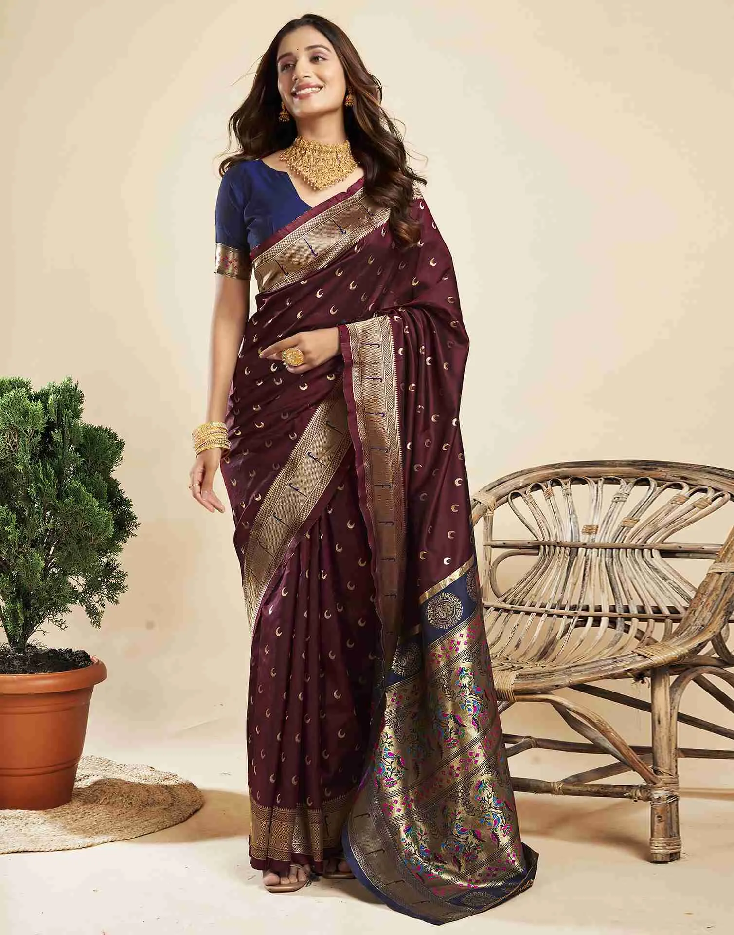 P 206 Silk Woven Work Traditional Wear Saree Collection Sarees