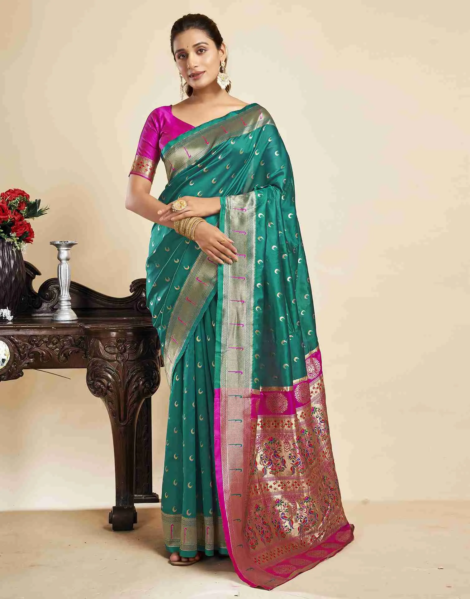 P 206 Silk Woven Work Traditional Wear Saree Collection Sarees