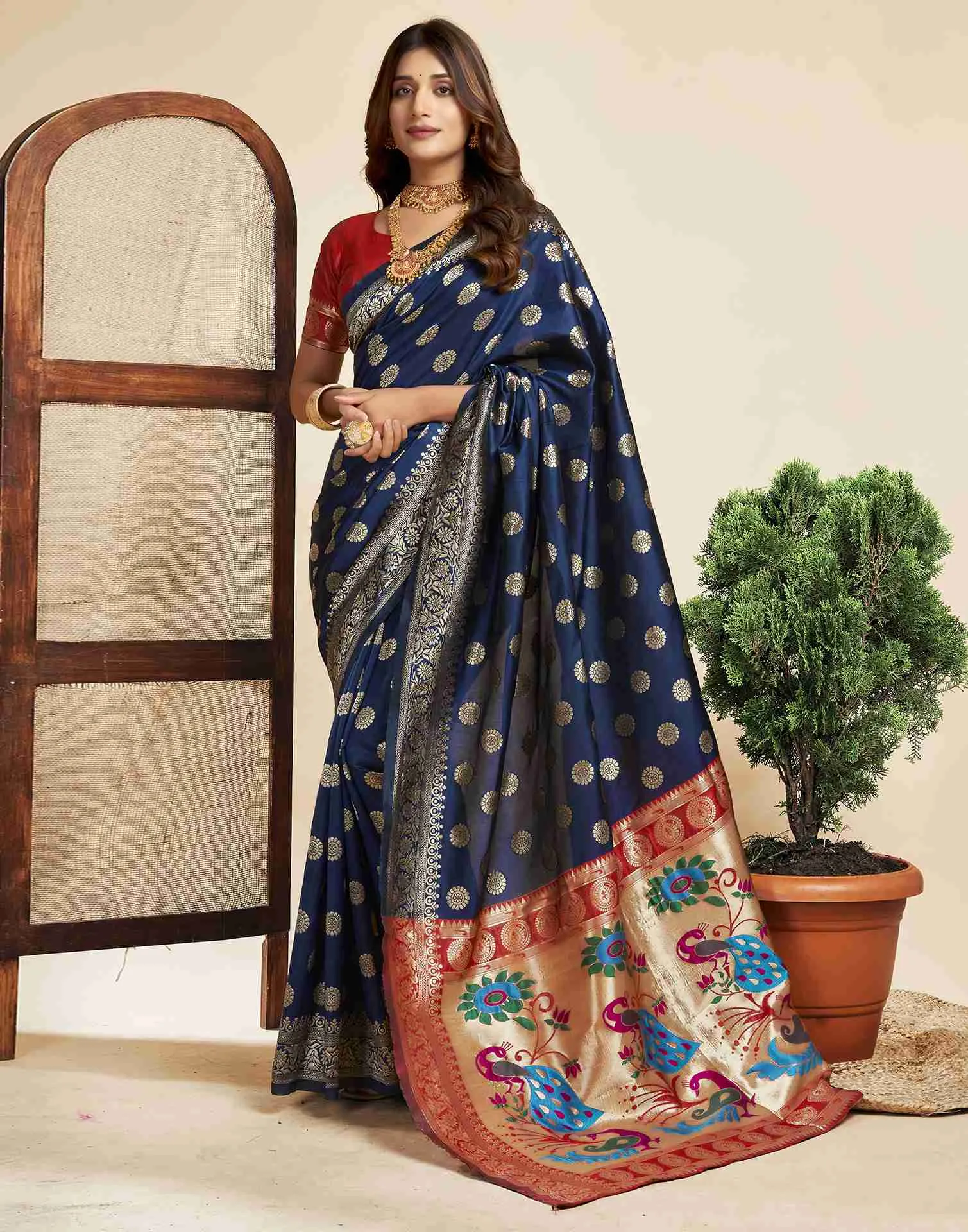 P 207 Silk Woven Work Traditional Wear Saree Collection Sarees