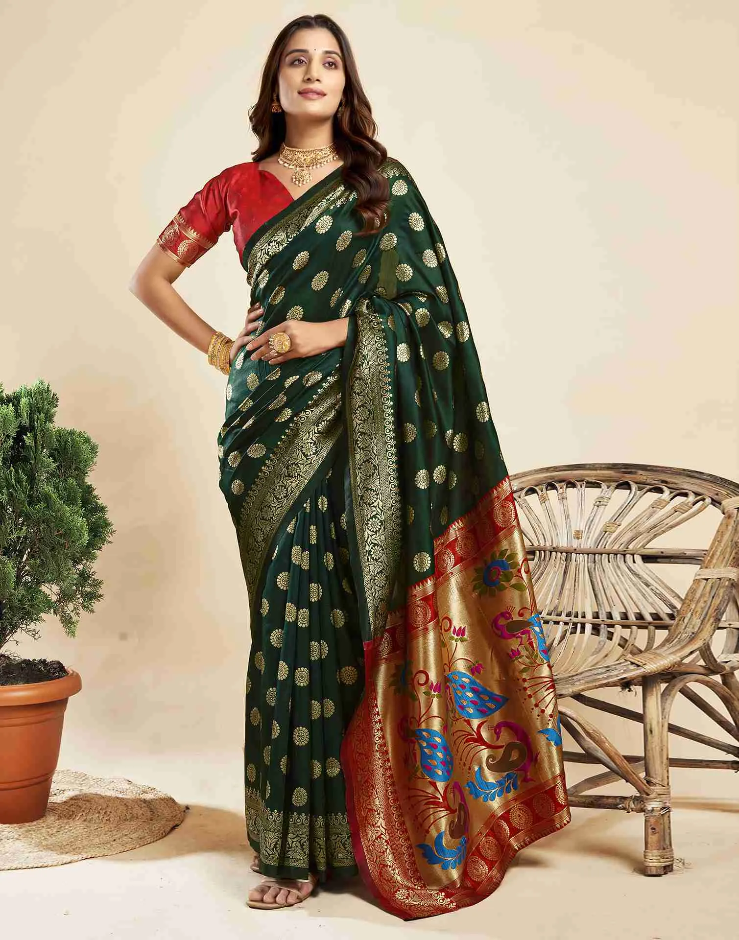 P 207 Silk Woven Work Traditional Wear Saree Collection Sarees