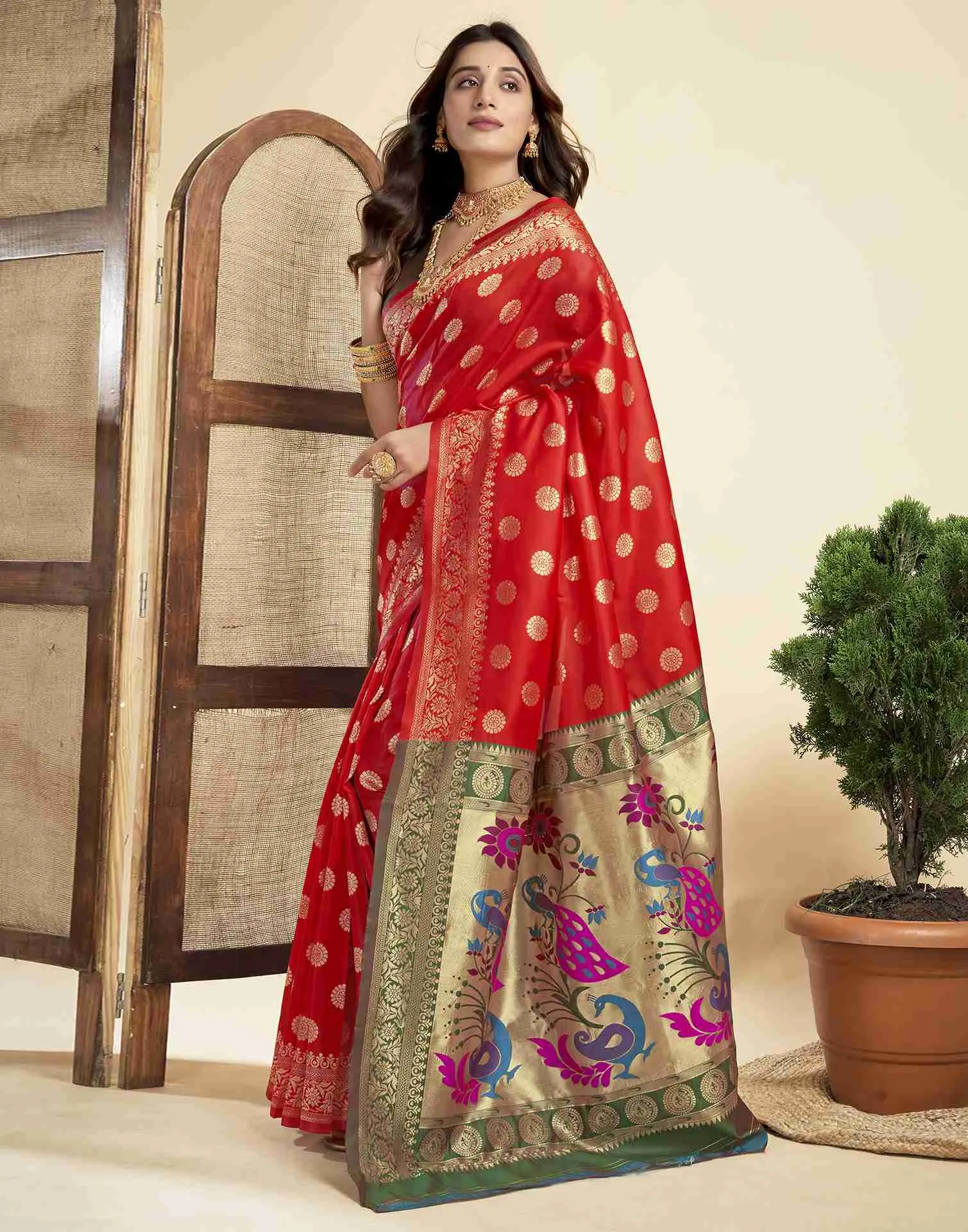 P 207 Silk Woven Work Traditional Wear Saree Collection Sarees