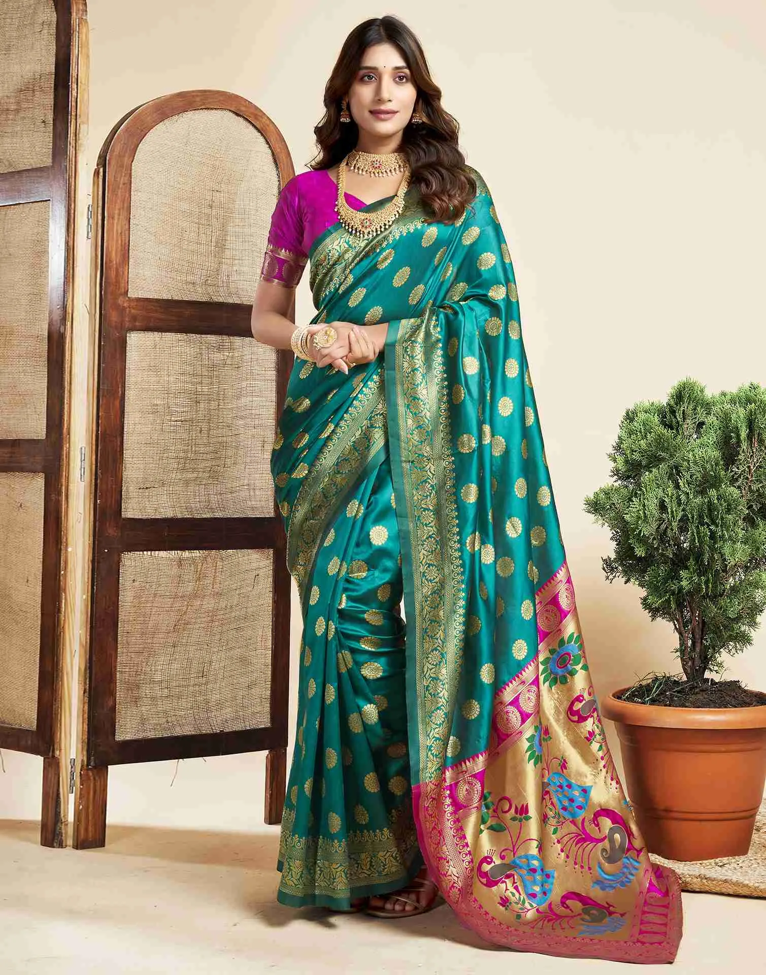 P 207 Silk Woven Work Traditional Wear Saree Collection Sarees