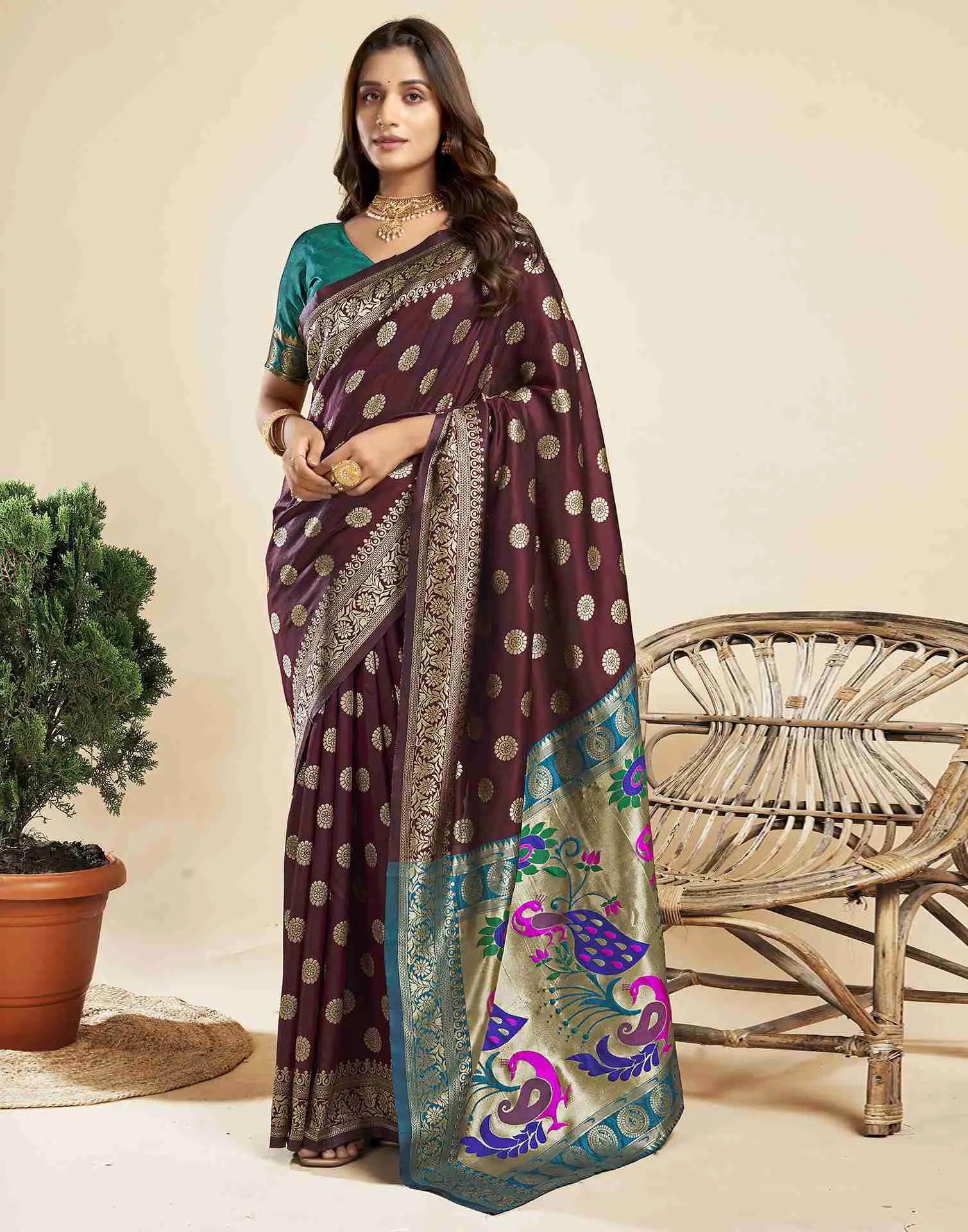 P 207 Silk Woven Work Traditional Wear Saree Collection Sarees