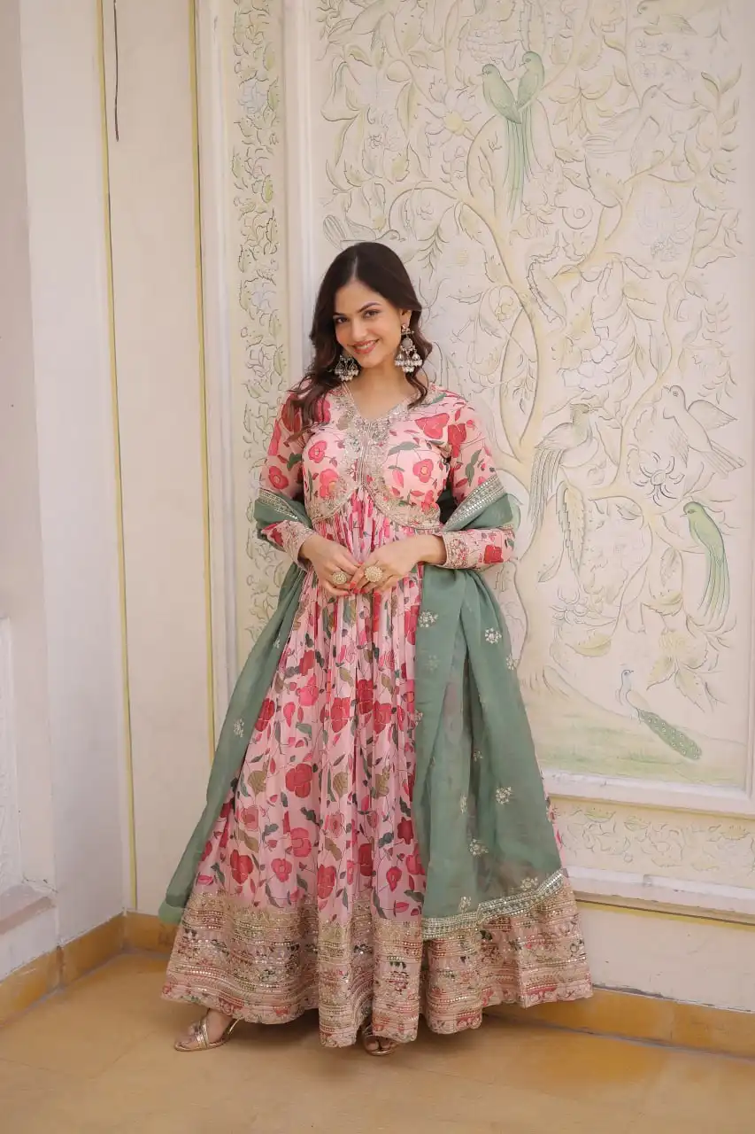 Moni 1225 Long Printed Gown Design For Women