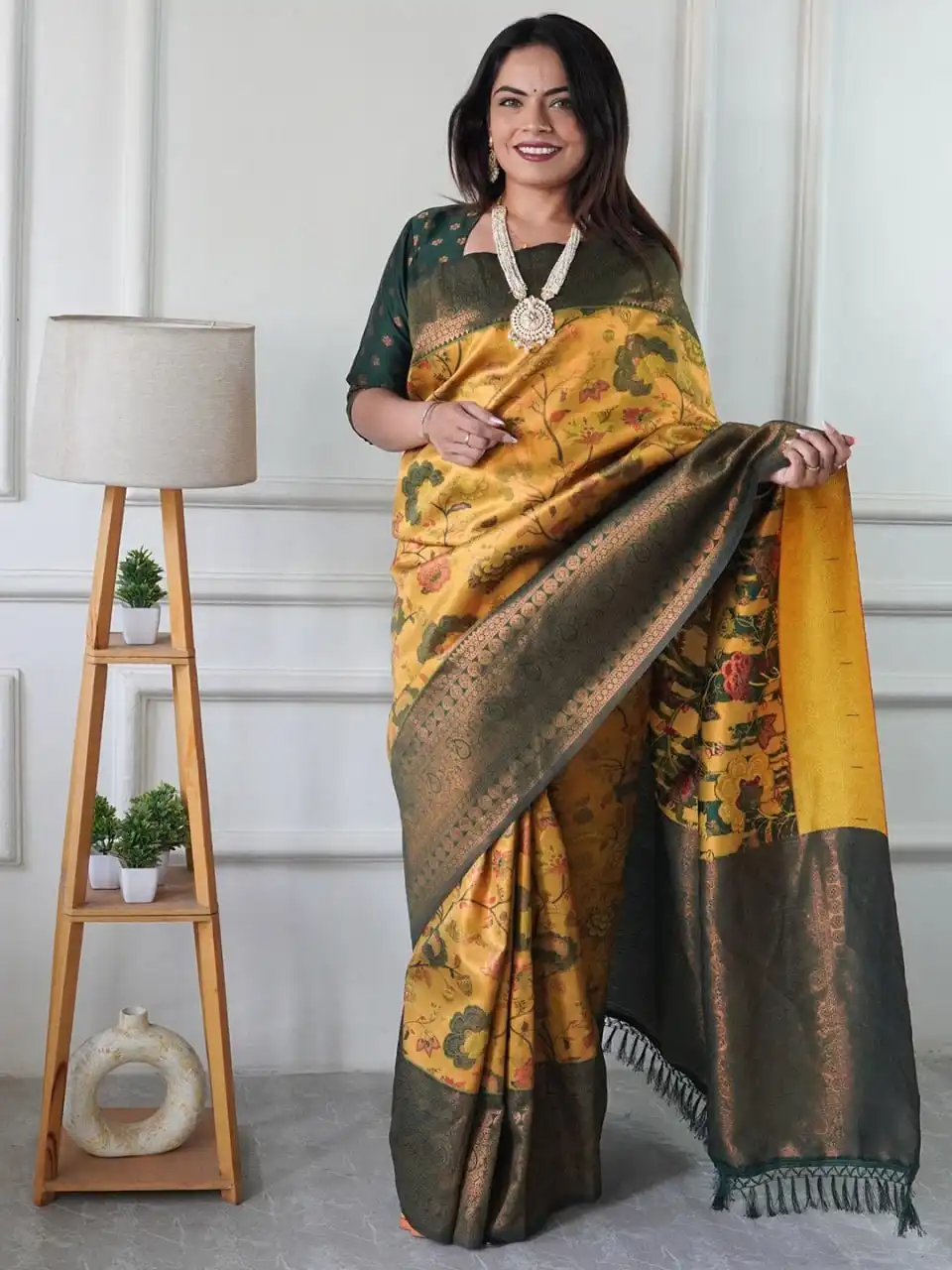 LFK 9073 Banarasi Soft Silk Saree for Haldi Function with Zari & Jacquard Blouse