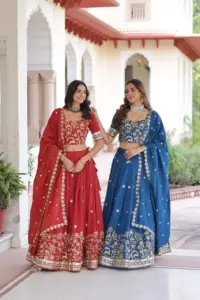 Moni 5062 Vichitra Silk Heavy Work Lehenga Choli For Women