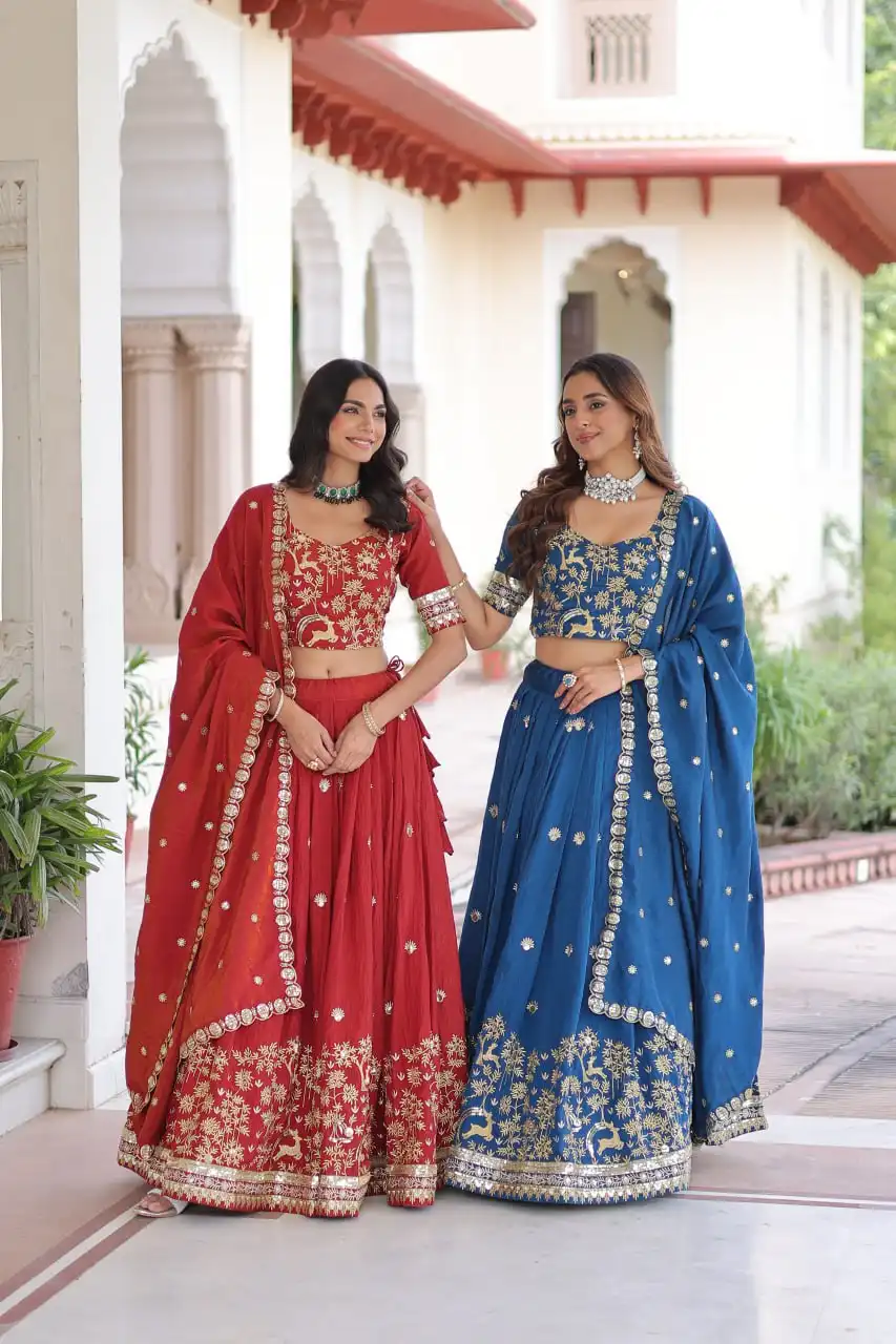 Moni 5062 Vichitra Silk Heavy Work Lehenga Choli For Women