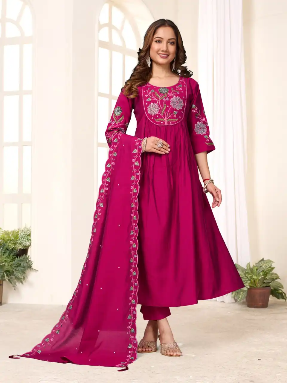 Lila 136 Roman Silk Festive Wear Anarkali Kurti Set for Women