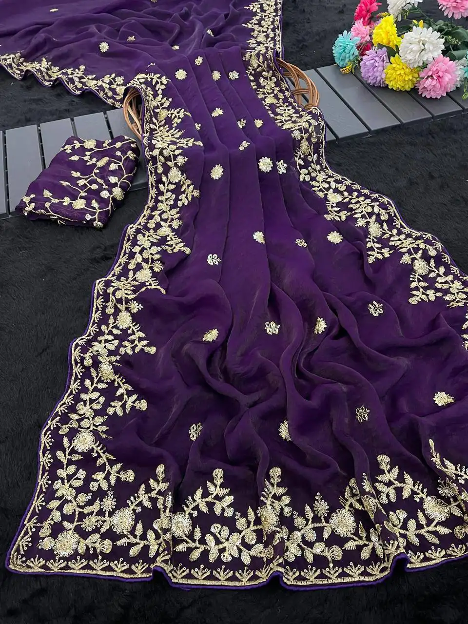 Kusum 827 Sequnce Zari Thread Work Festive Saree 2026