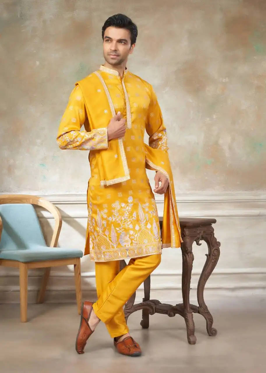 Shyam Vol 85 Wedding Kurta Pajama With Dupatta For Men